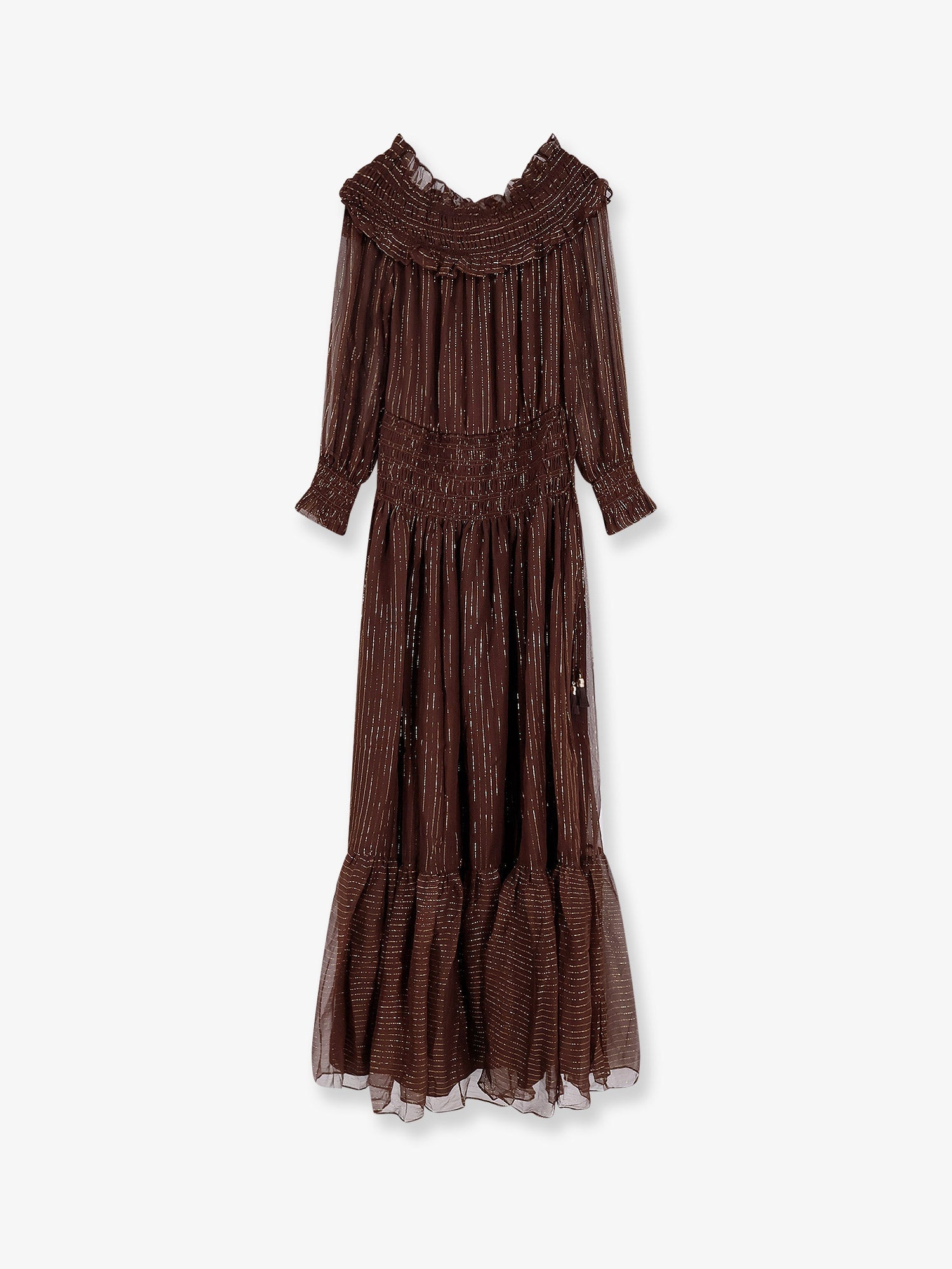 Self Portrait Georgette Long Dress With Lurex Detail