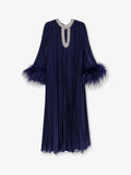 Self Portrait Chiffon Long Dress With Ostrich Feathers
