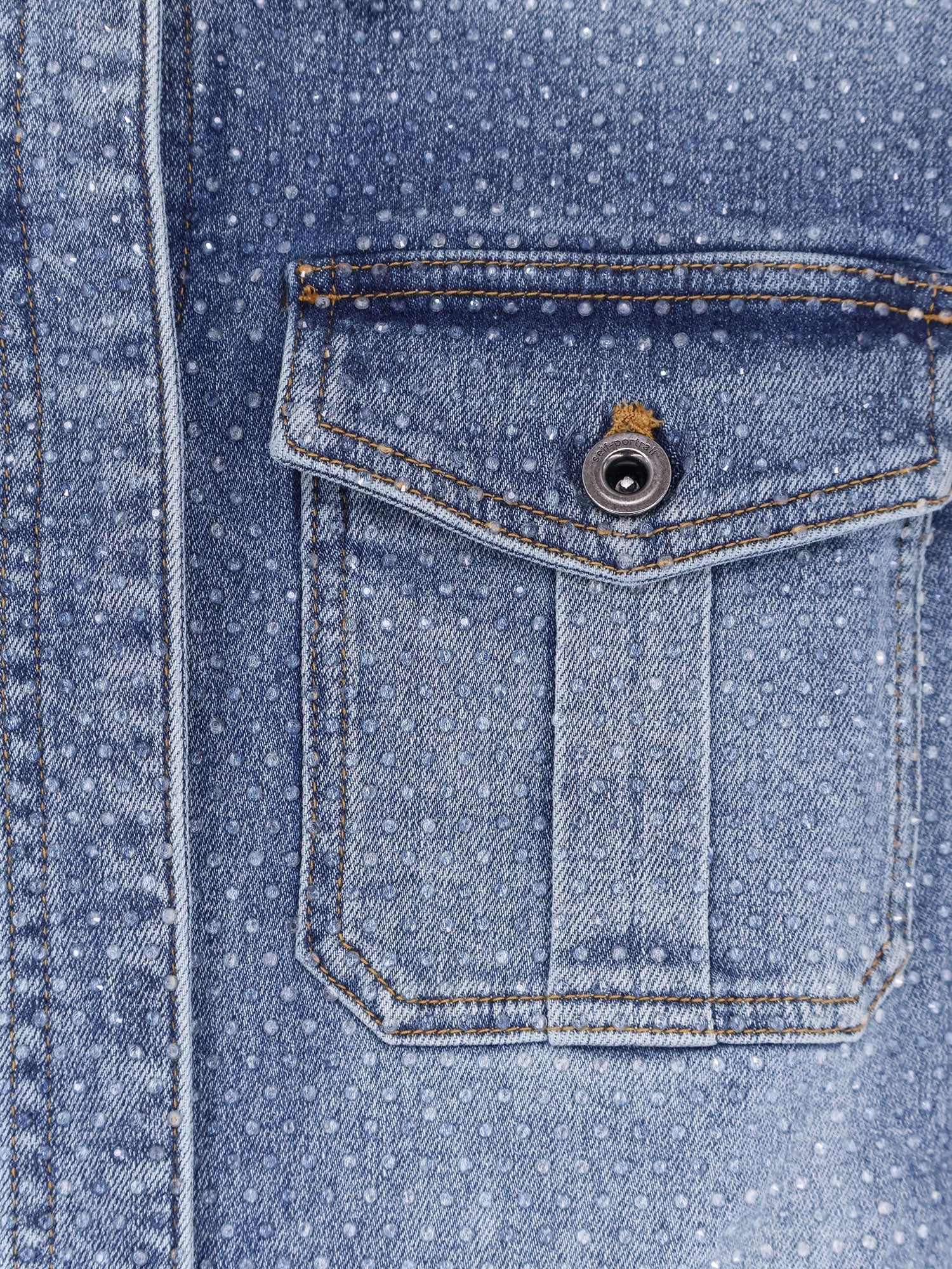 Self Portrait Denim Jumpsuit With Rhinestones