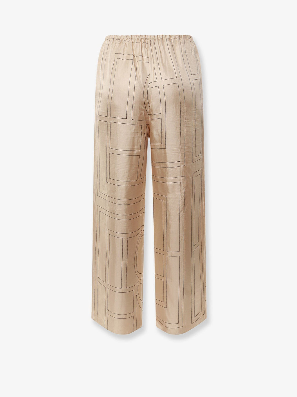 Toteme Silk Trousers With Monogram Logo Embroidery