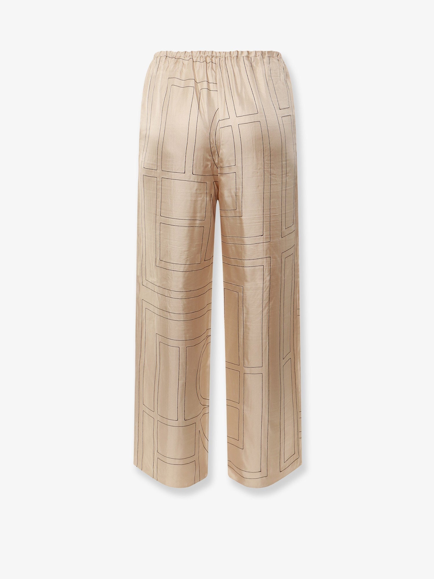 Toteme Silk Trousers With Monogram Logo Embroidery