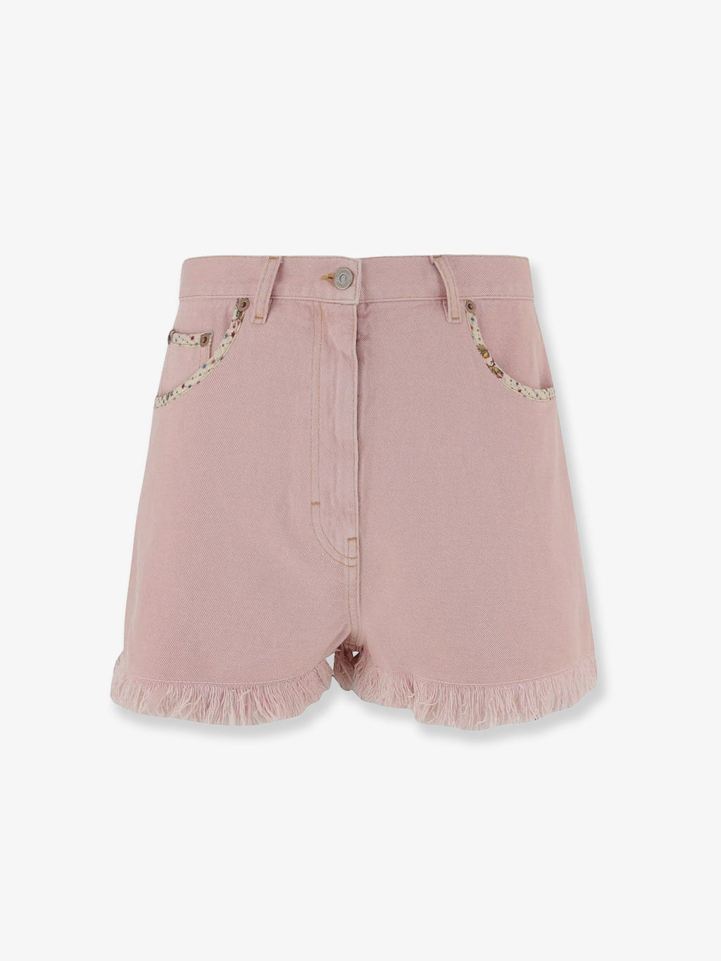 Valentino Denim Shorts With Frayed Edges