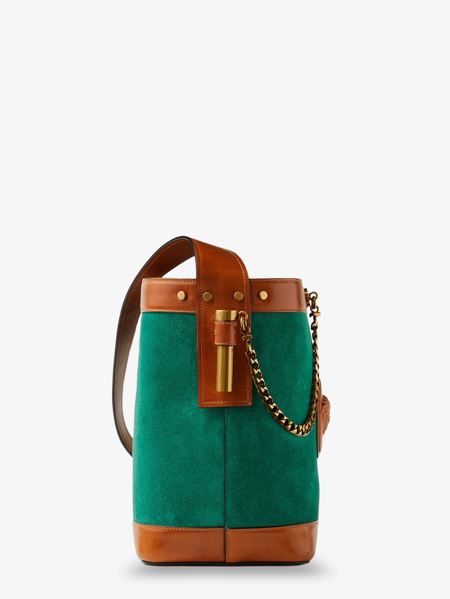 Versace Pivot Suede Bucket Bag