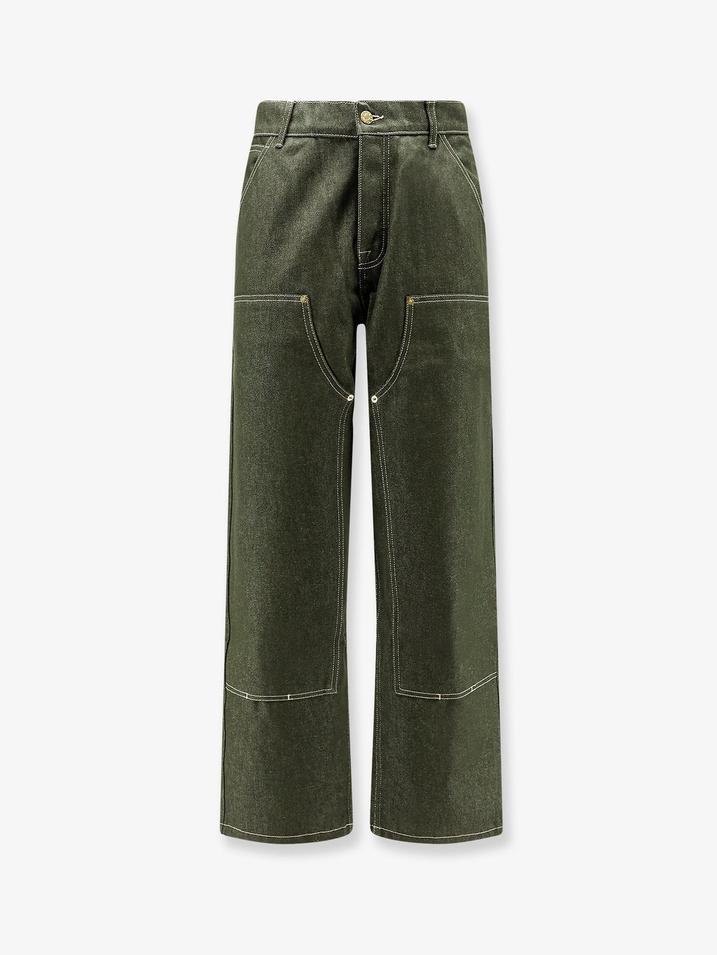 Walk In Paris Double Knee Green Denim Trousers