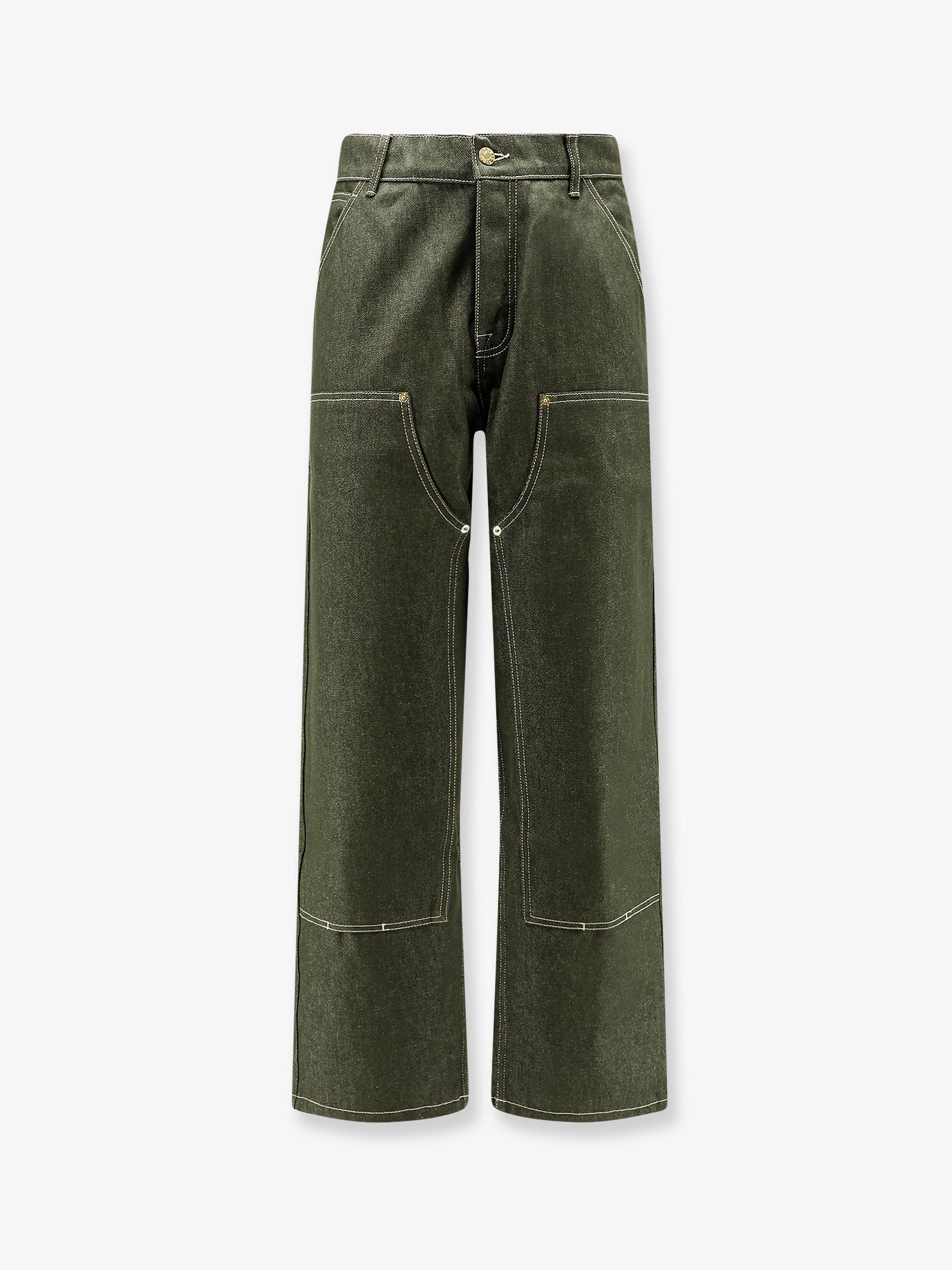Walk In Paris Double Knee Green Denim Trousers