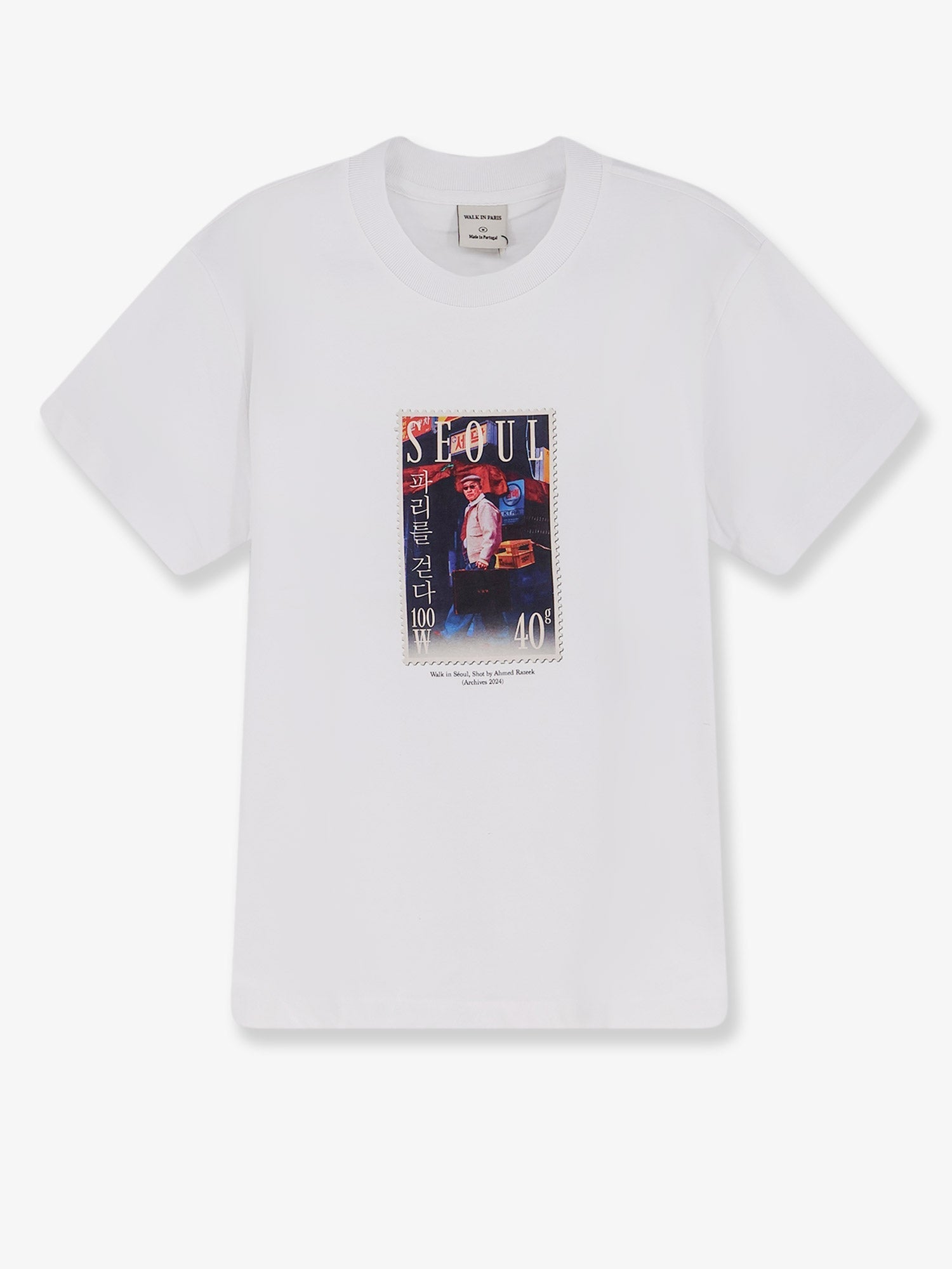 Walk In Paris Cotton T-Shirt With Walk In Seoul Print On The Front