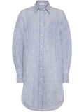 Brunello Cucinelli Long Short In Striped Organza In Linen And Silk
