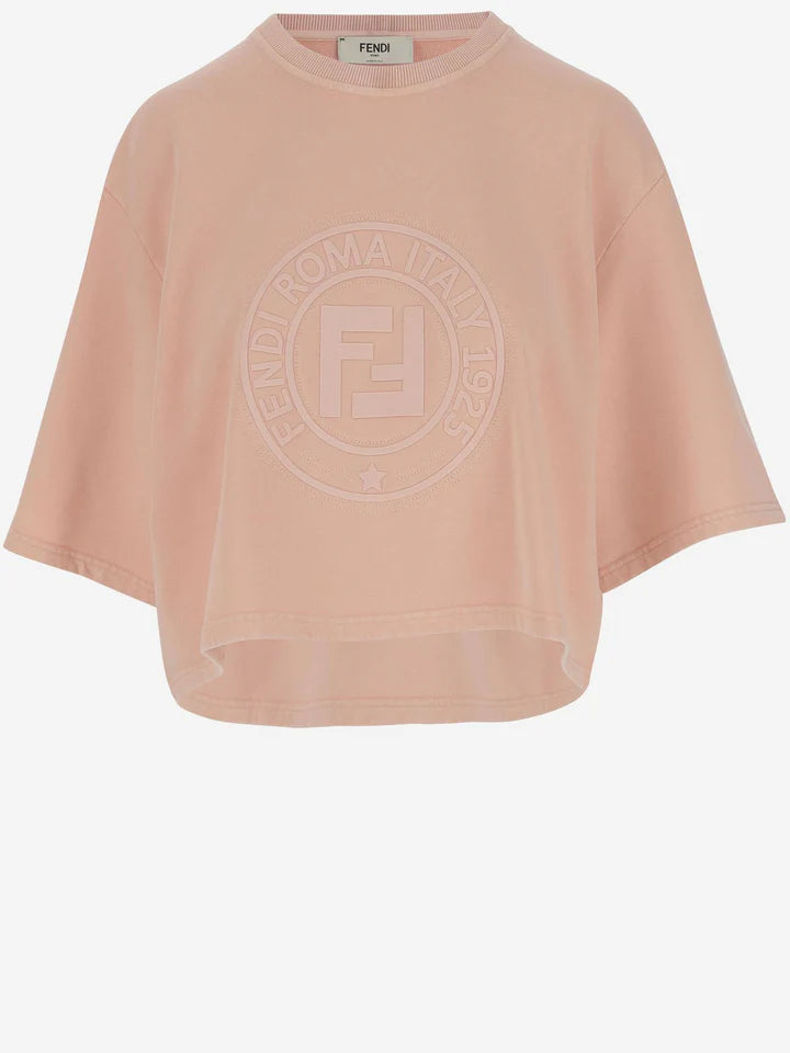 Fendi T-shirt With Printed Logo In Cotton