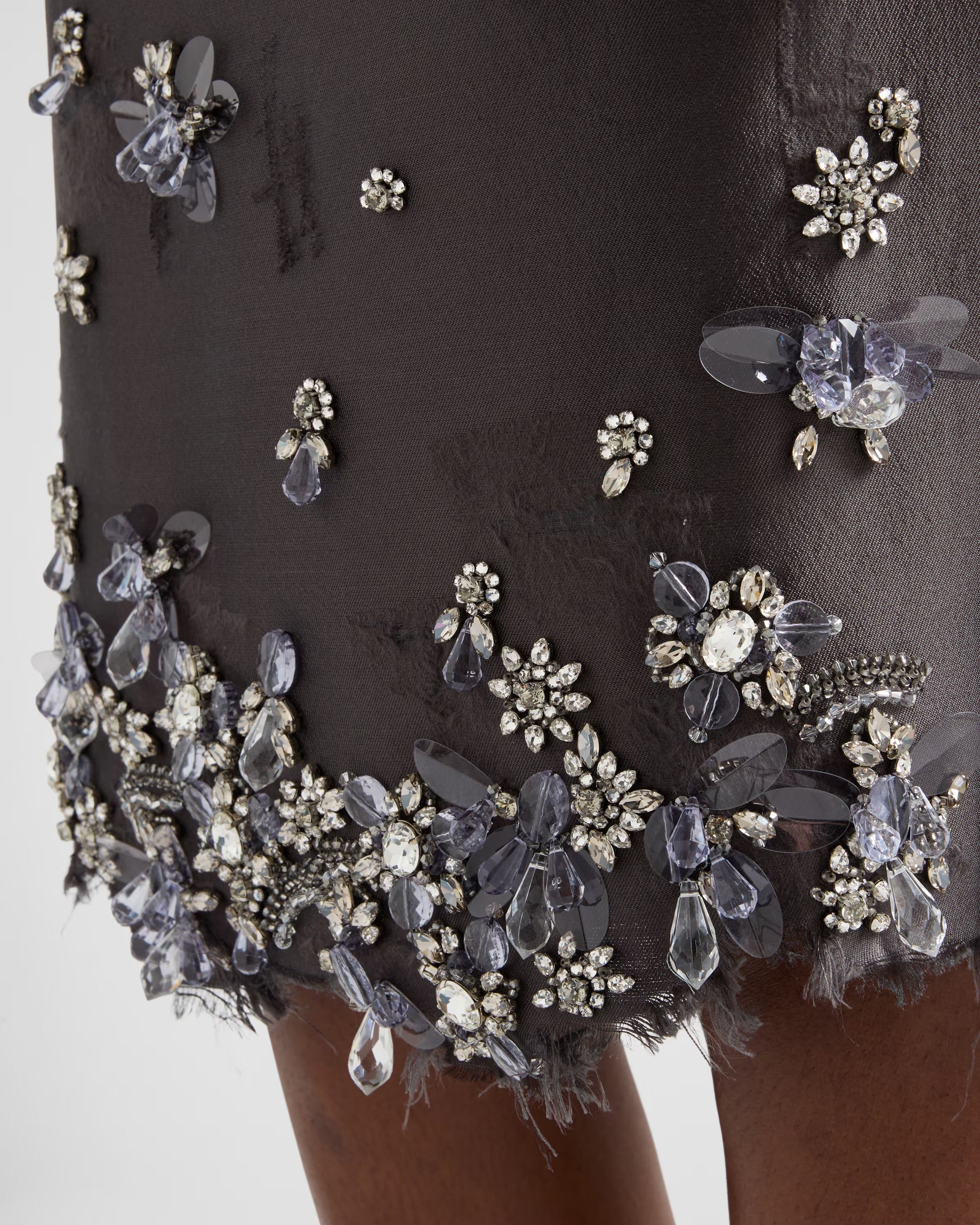 Prada Embroidered Silk And Wool Skirt