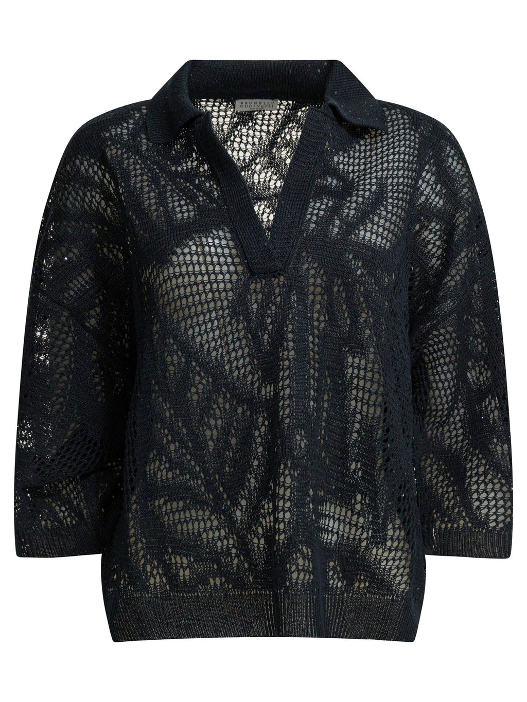 Brunello Cucinelli "dazzling Water Lillies" Polo Shirt In Linen And Cotton