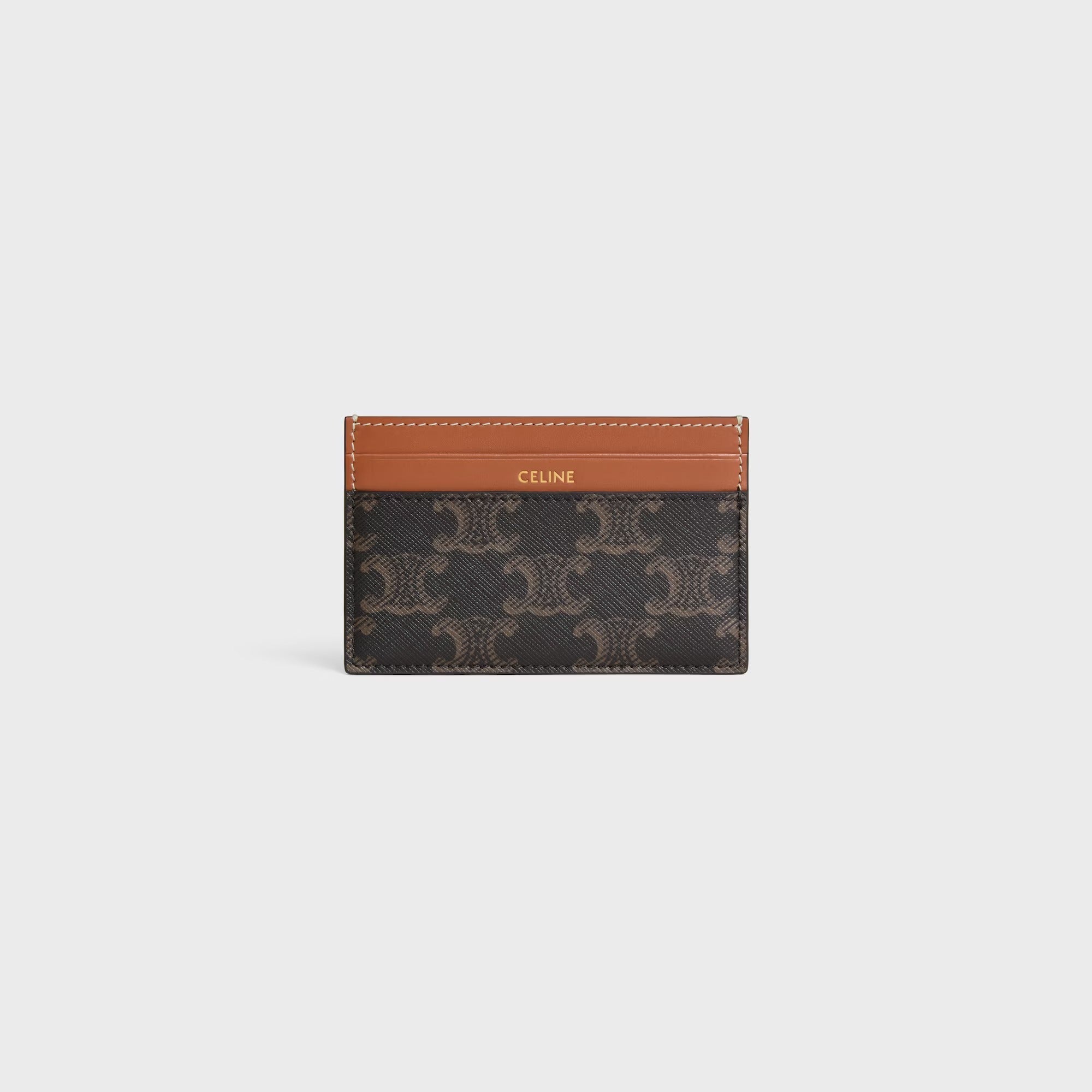Celine Triomphe Cards Holder In Canvas And Leather