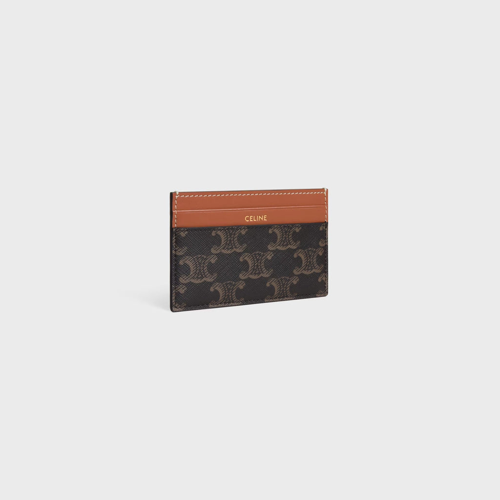 Celine Triomphe Cards Holder In Canvas And Leather
