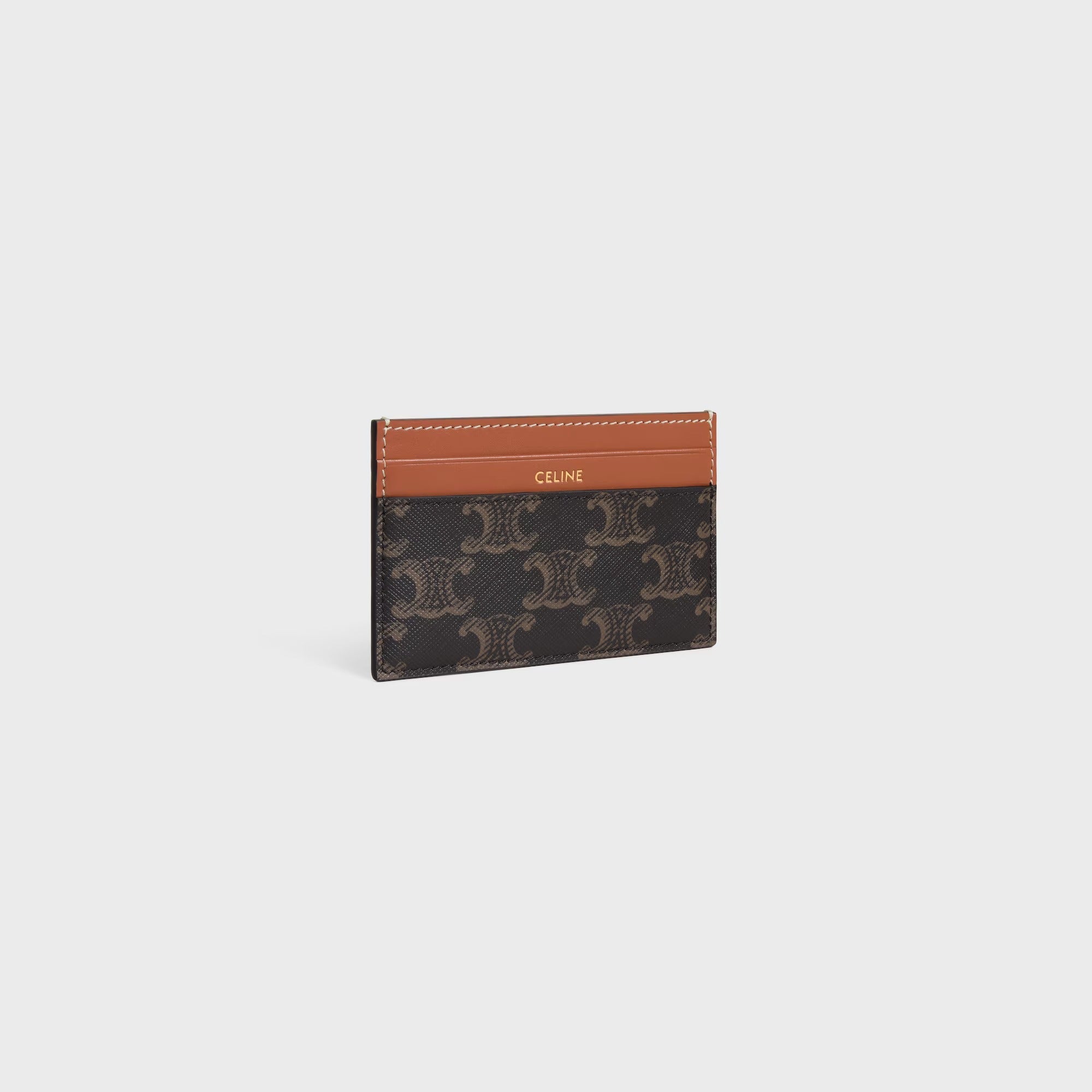 Celine Triomphe Cards Holder In Canvas And Leather