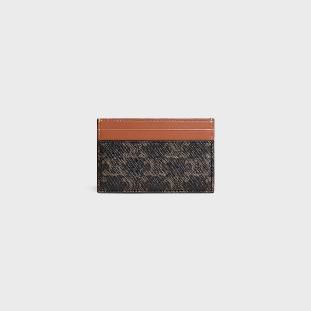 Celine Triomphe Cards Holder In Canvas And Leather