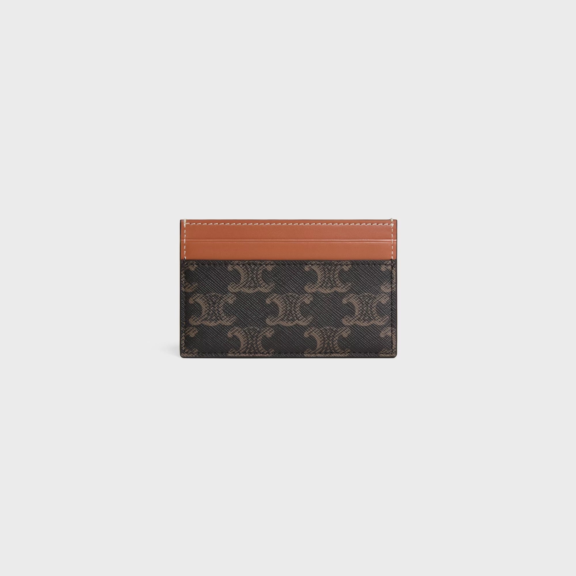Celine Triomphe Cards Holder In Canvas And Leather
