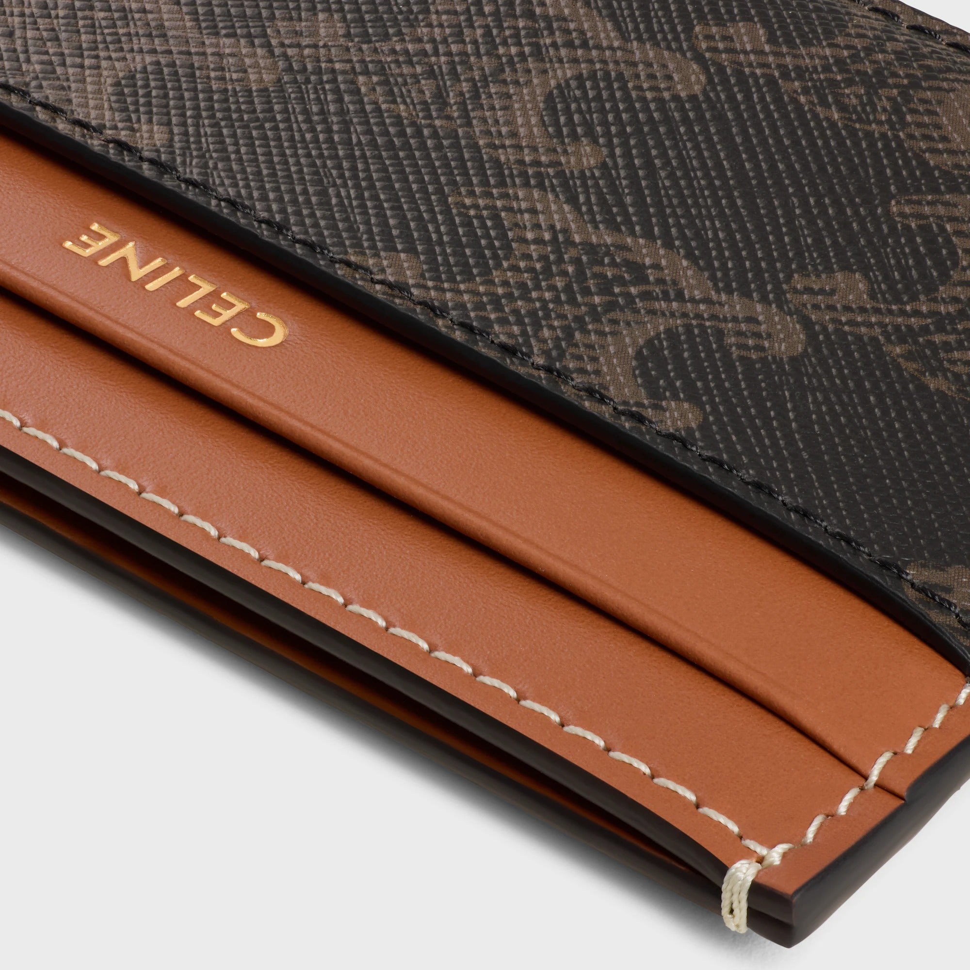 Celine Triomphe Cards Holder In Canvas And Leather