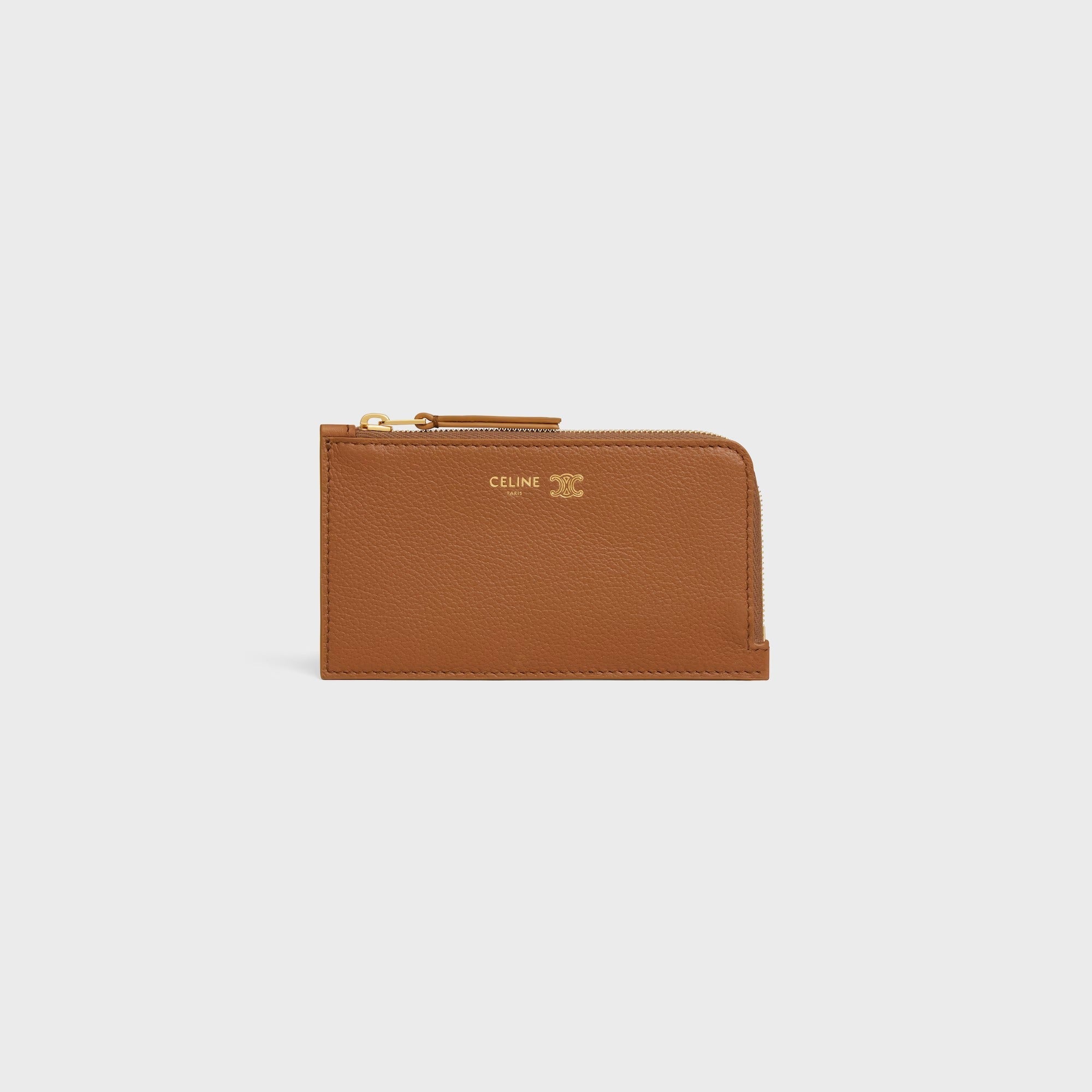 Celine Zippered Leather Triomphe Cards Holder