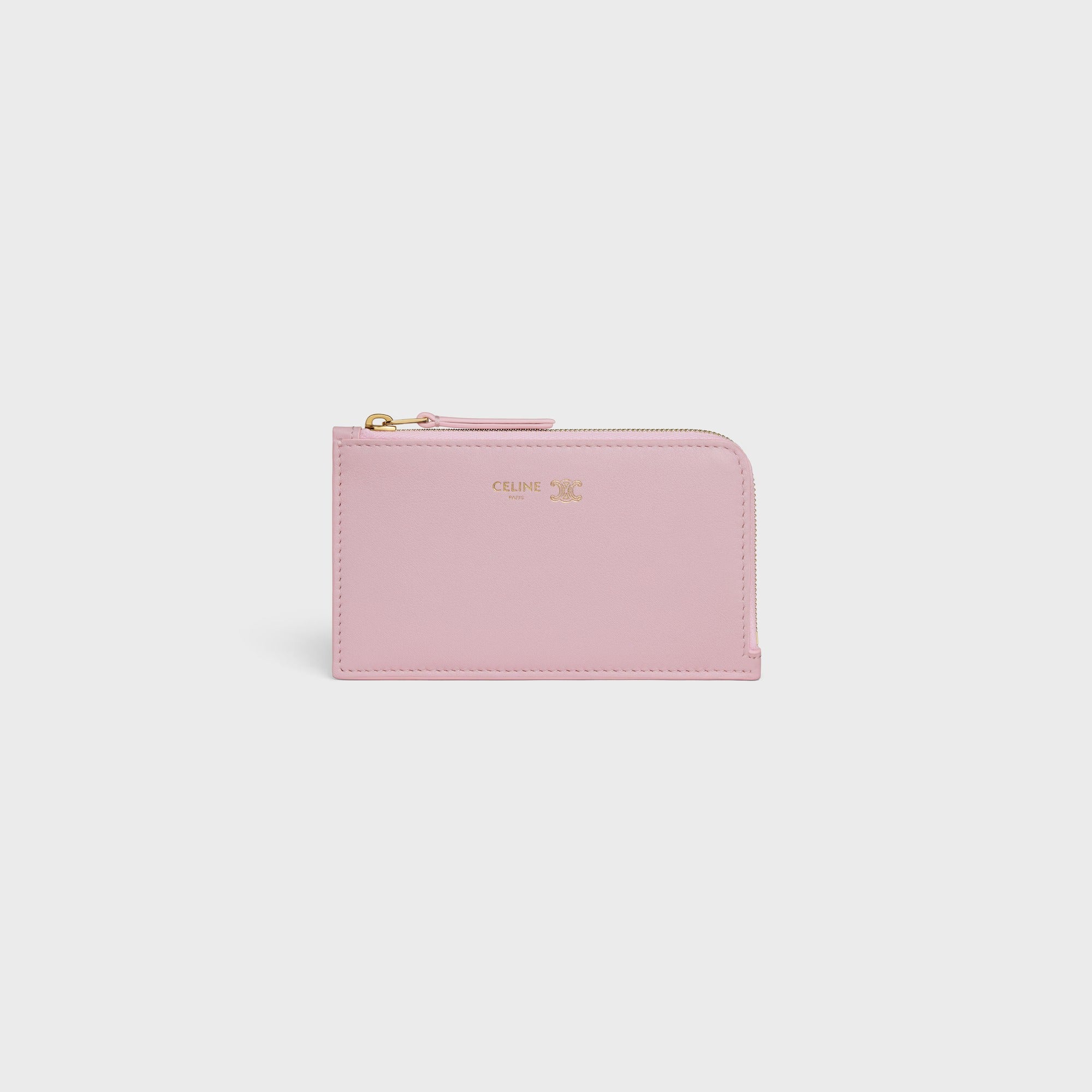 Celine Zippered Leather Cards Holder Triomphe