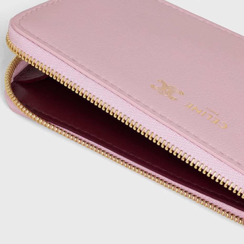 Celine Zippered Leather Cards Holder Triomphe