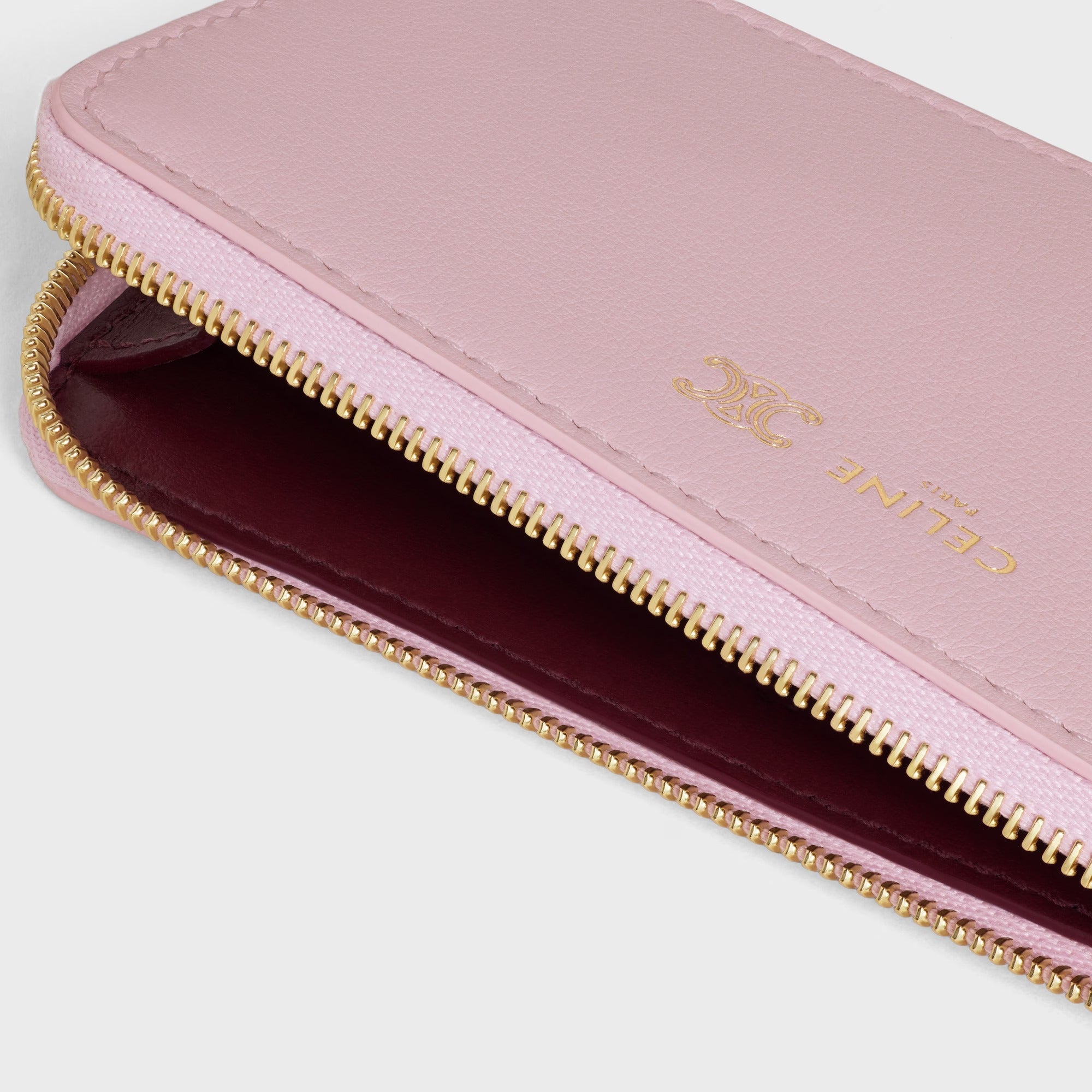 Celine Zippered Leather Cards Holder Triomphe