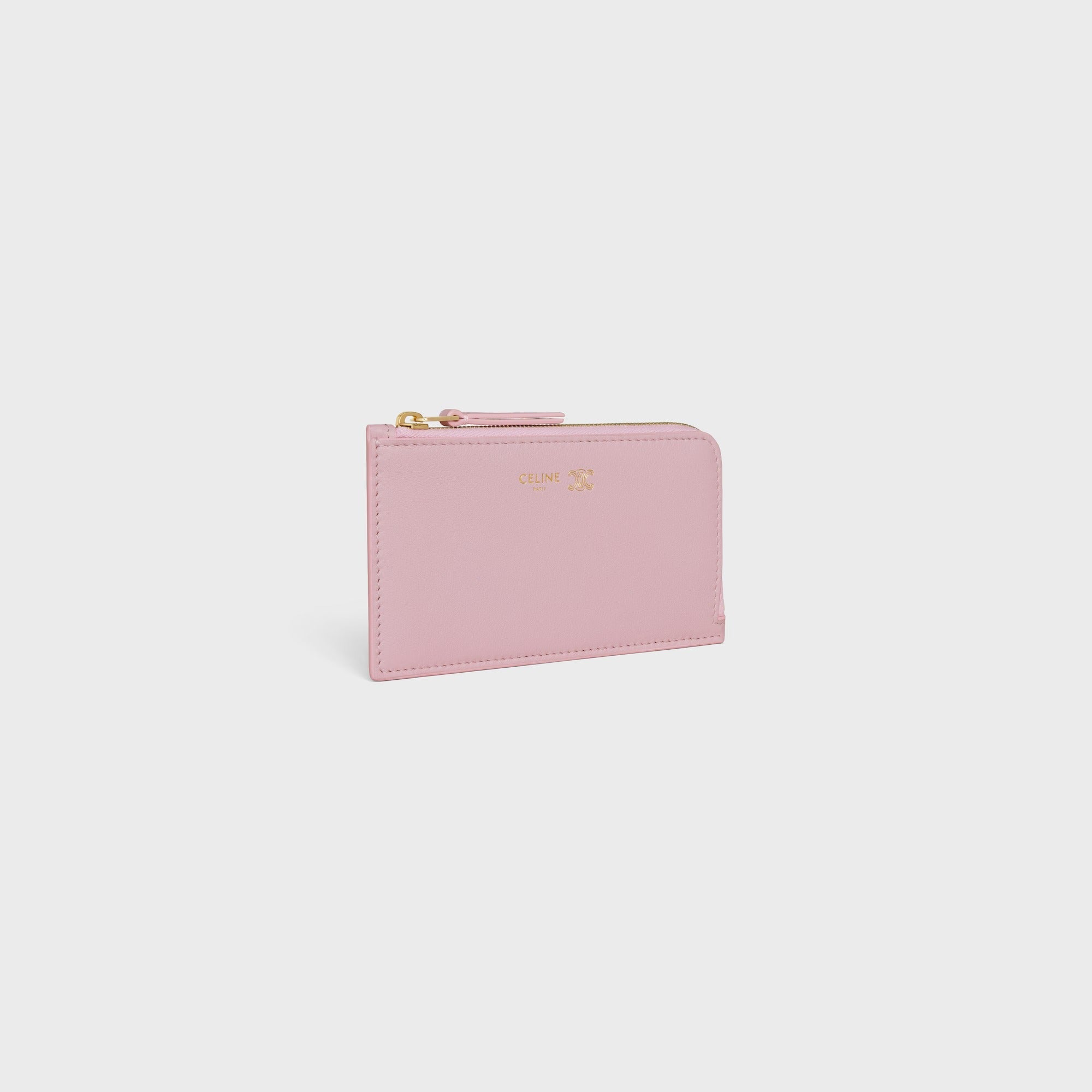 Celine Zippered Leather Cards Holder Triomphe