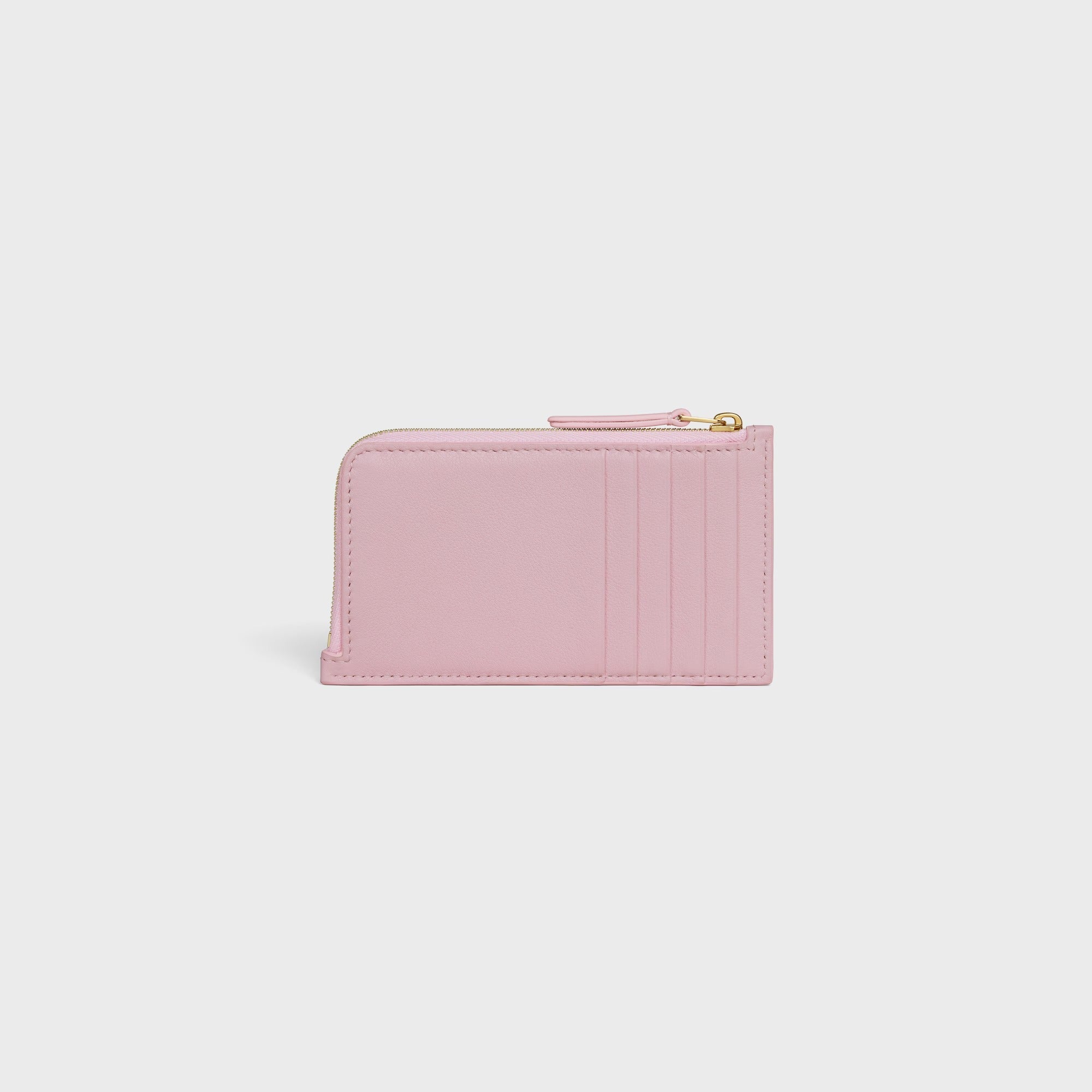 Celine Zippered Leather Cards Holder Triomphe