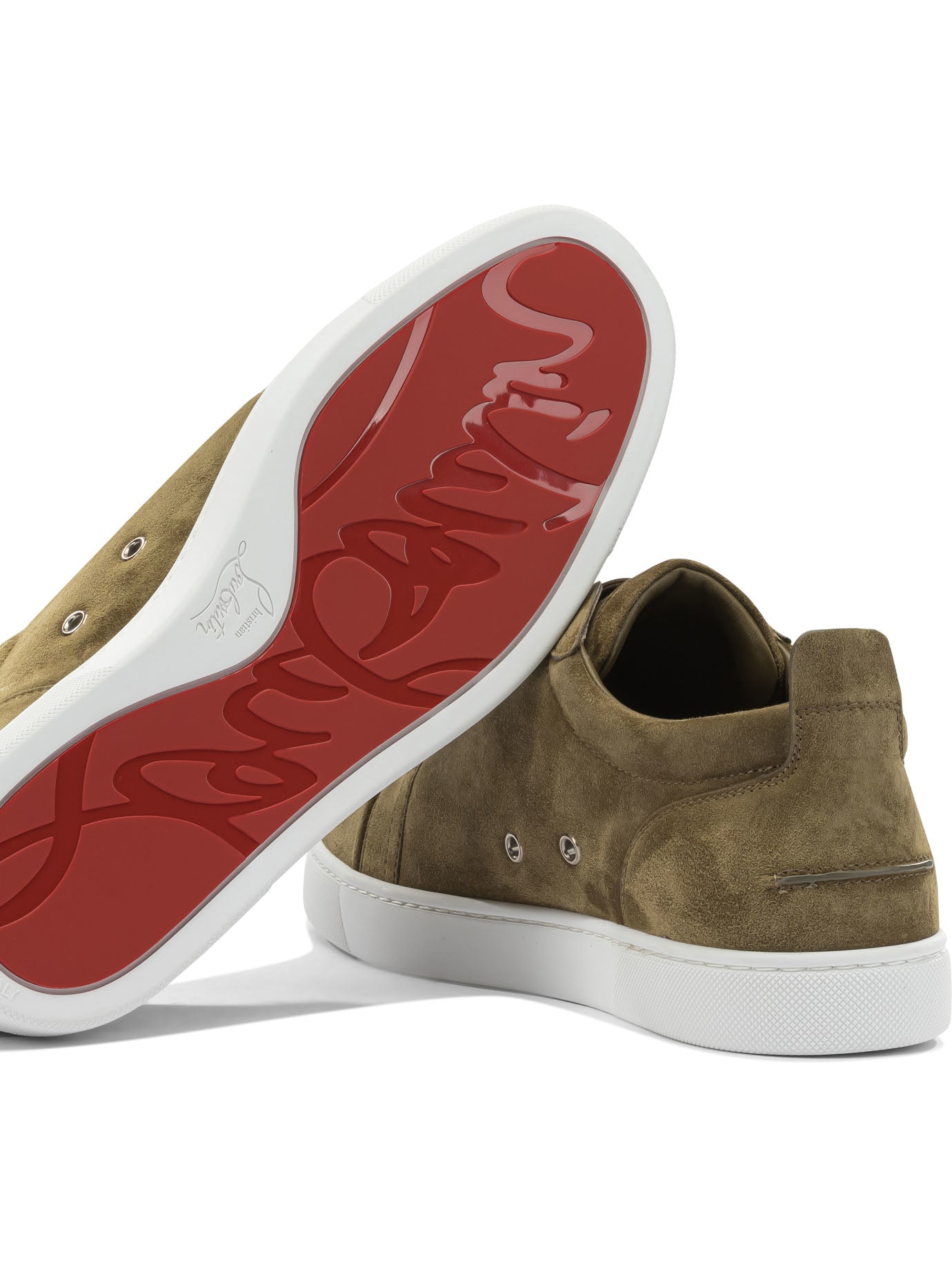 Christian Louboutin Suede Leather Slip On Shoes