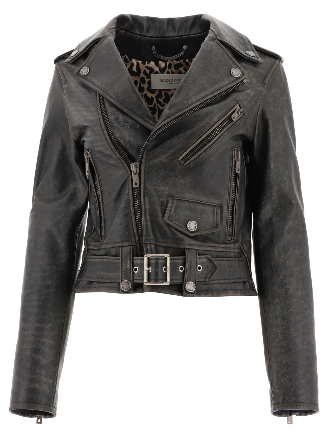 Golden Goose Leather Belted Jacket