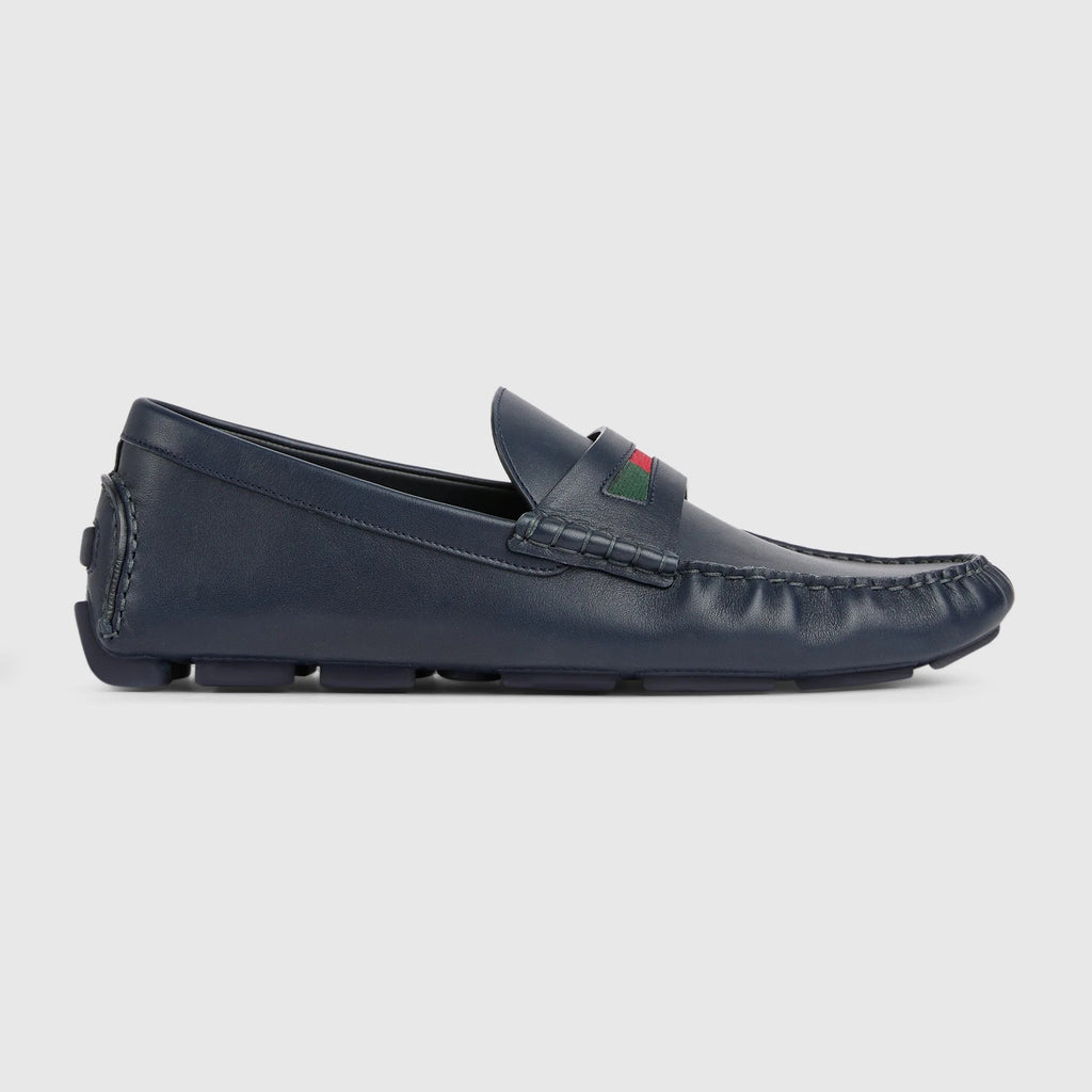 Gucci Web Details Leather Loafers
