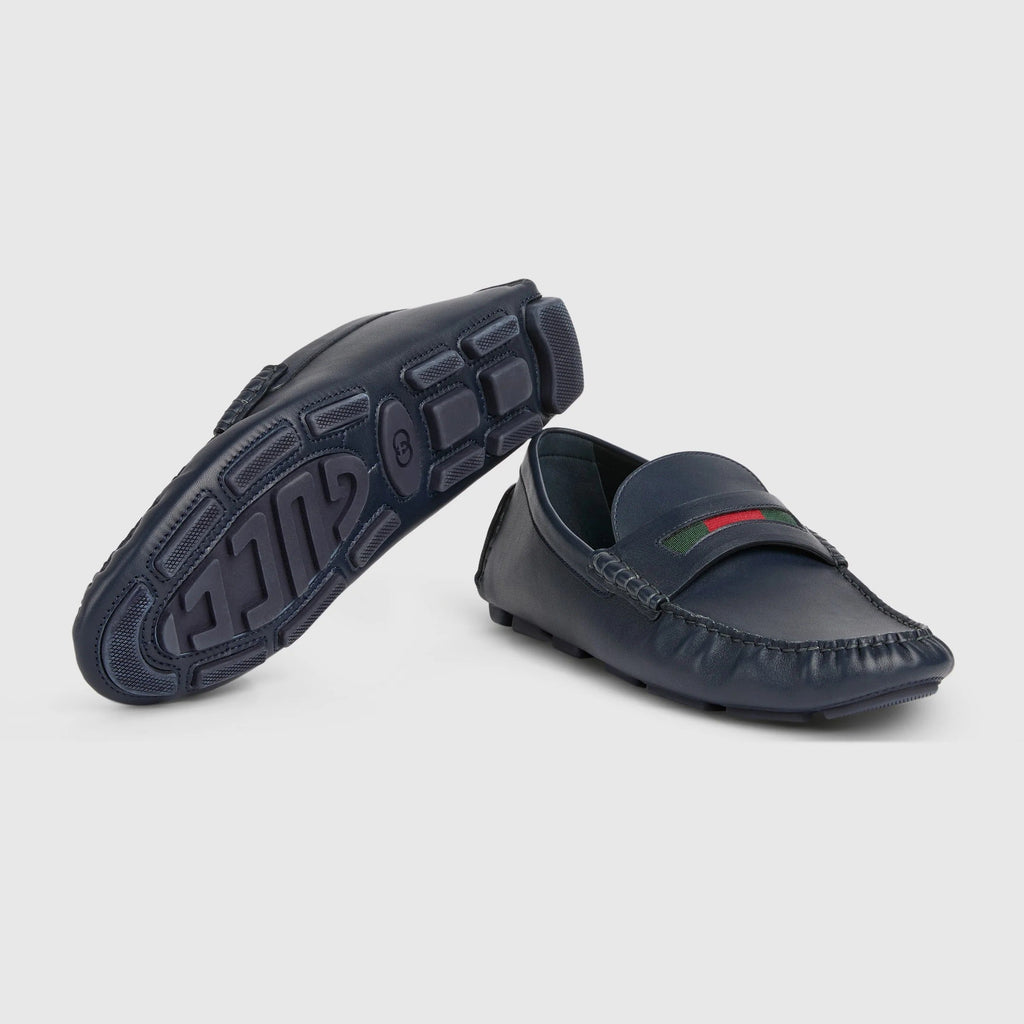 Gucci Web Details Leather Loafers