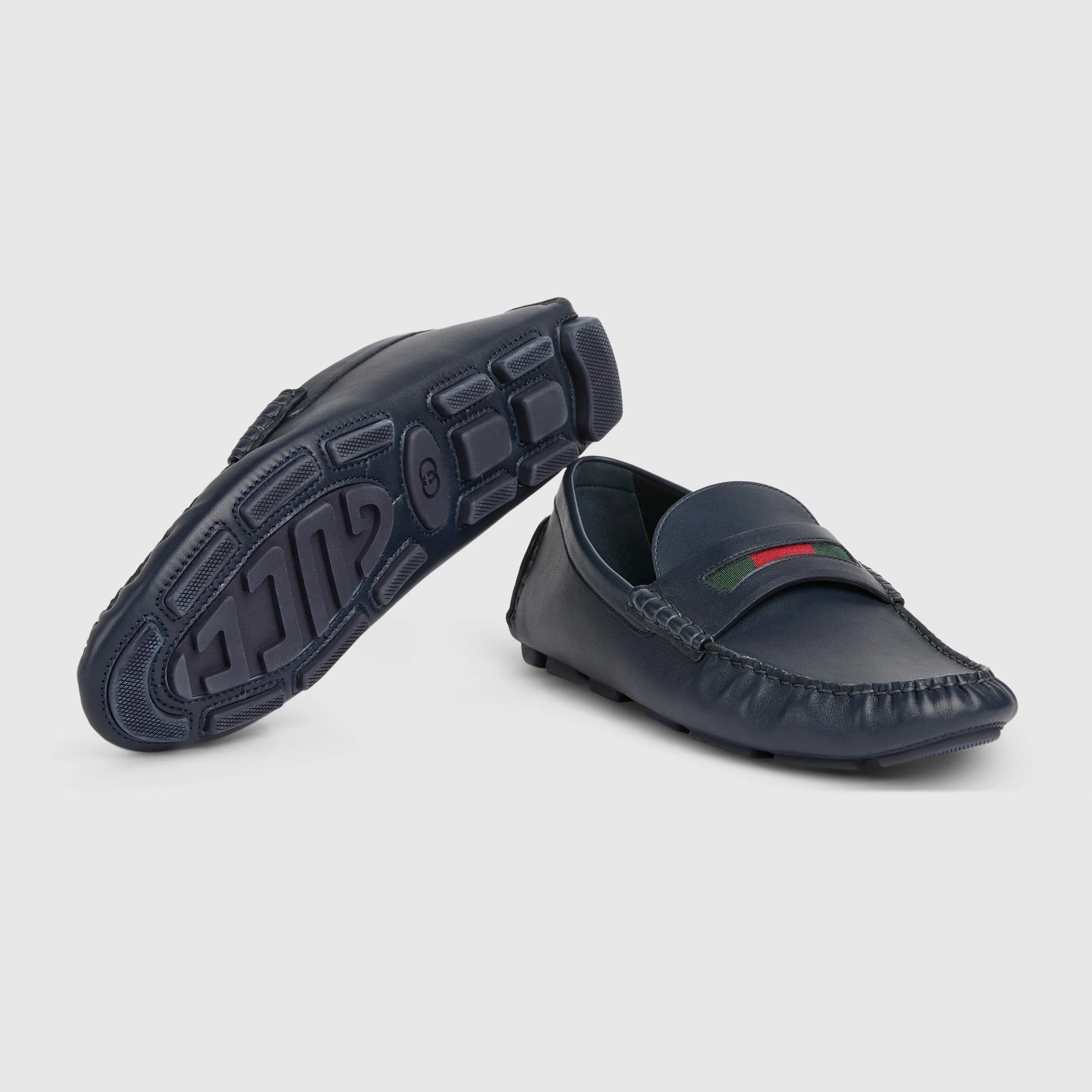Gucci Web Details Leather Loafers
