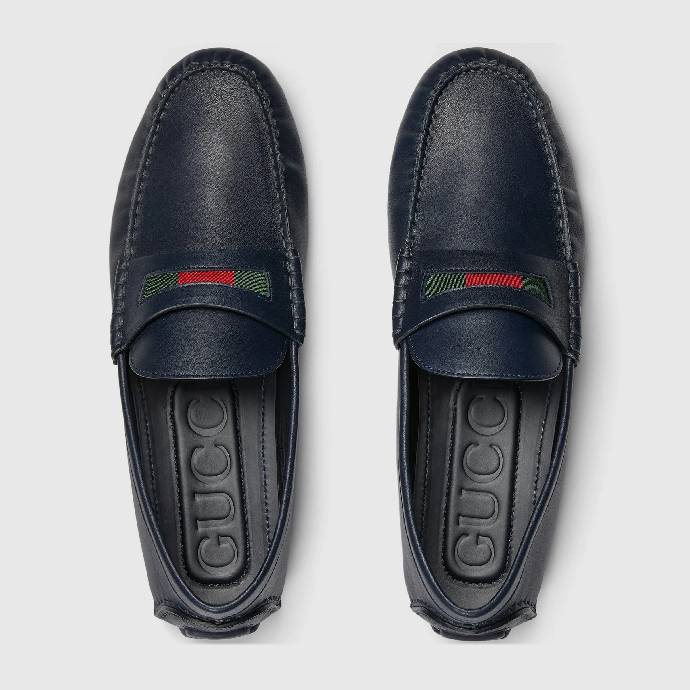 Gucci Web Details Leather Loafers