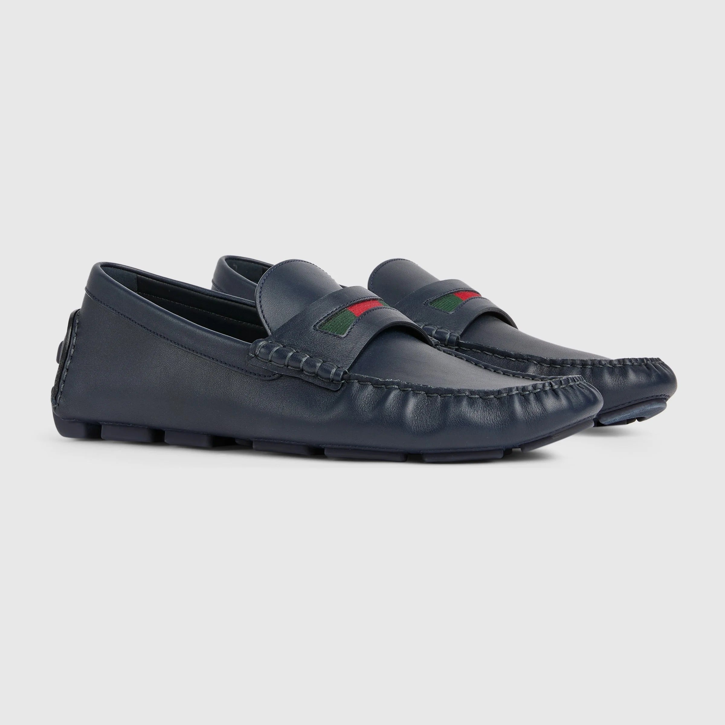 Gucci Web Details Leather Loafers