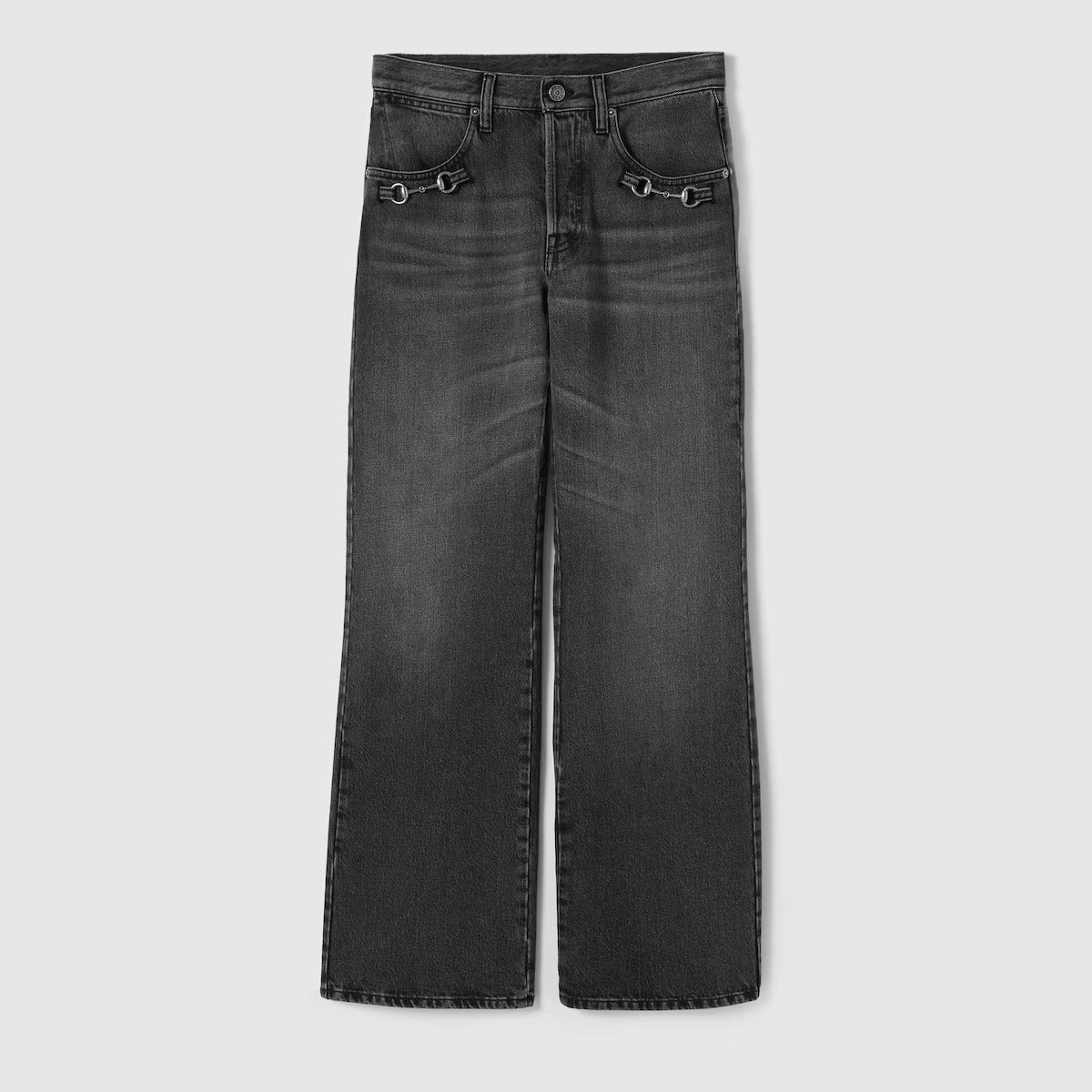 Gucci Wide Leg Jeans With Horsebit