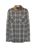 Miu Miu Check Shirt With Leather Collar