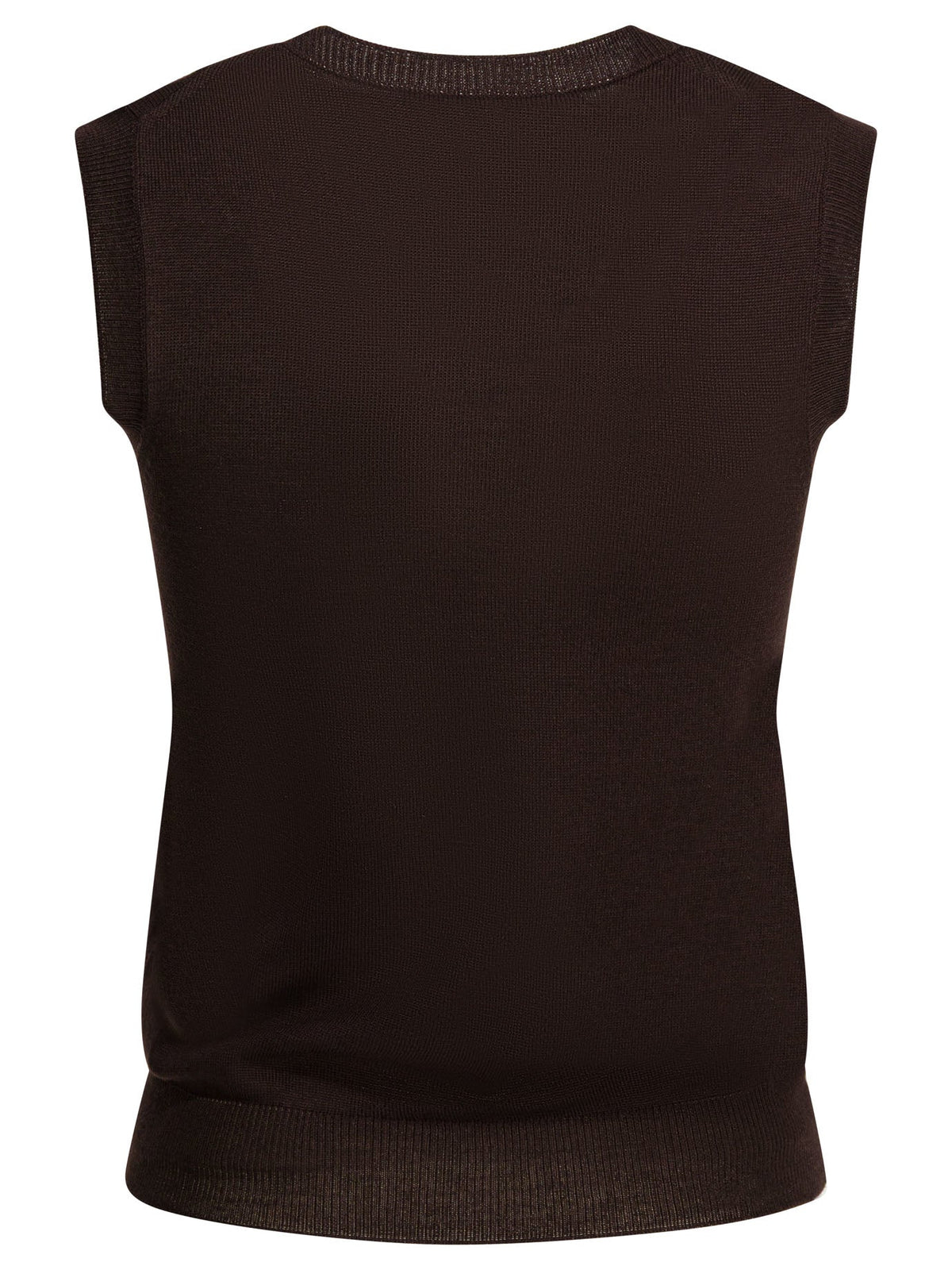 Miu Miu Sleeveless Knitwear In Virgin Wool With Logo
