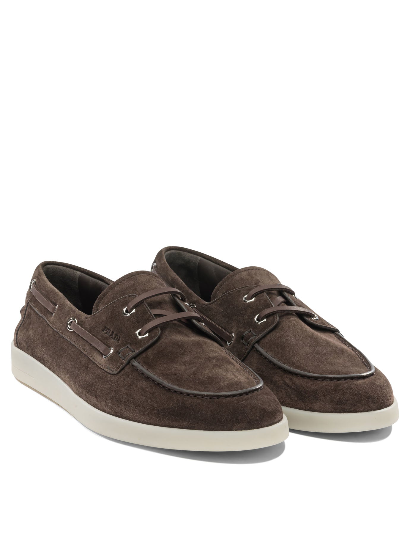 Prada Lace Up Loafers In Leather