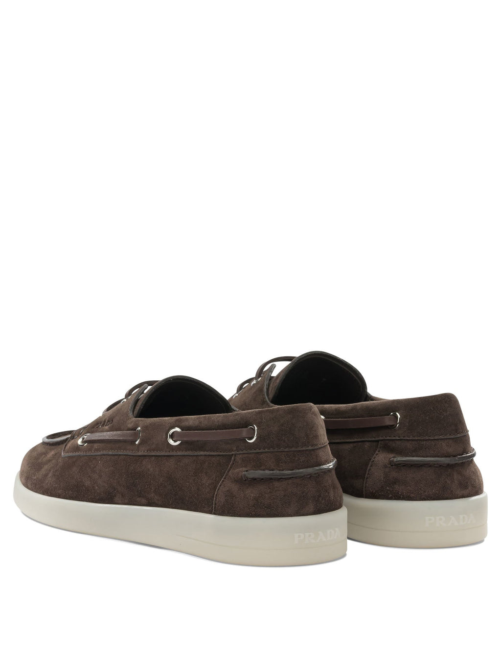 Prada Lace Up Loafers In Leather