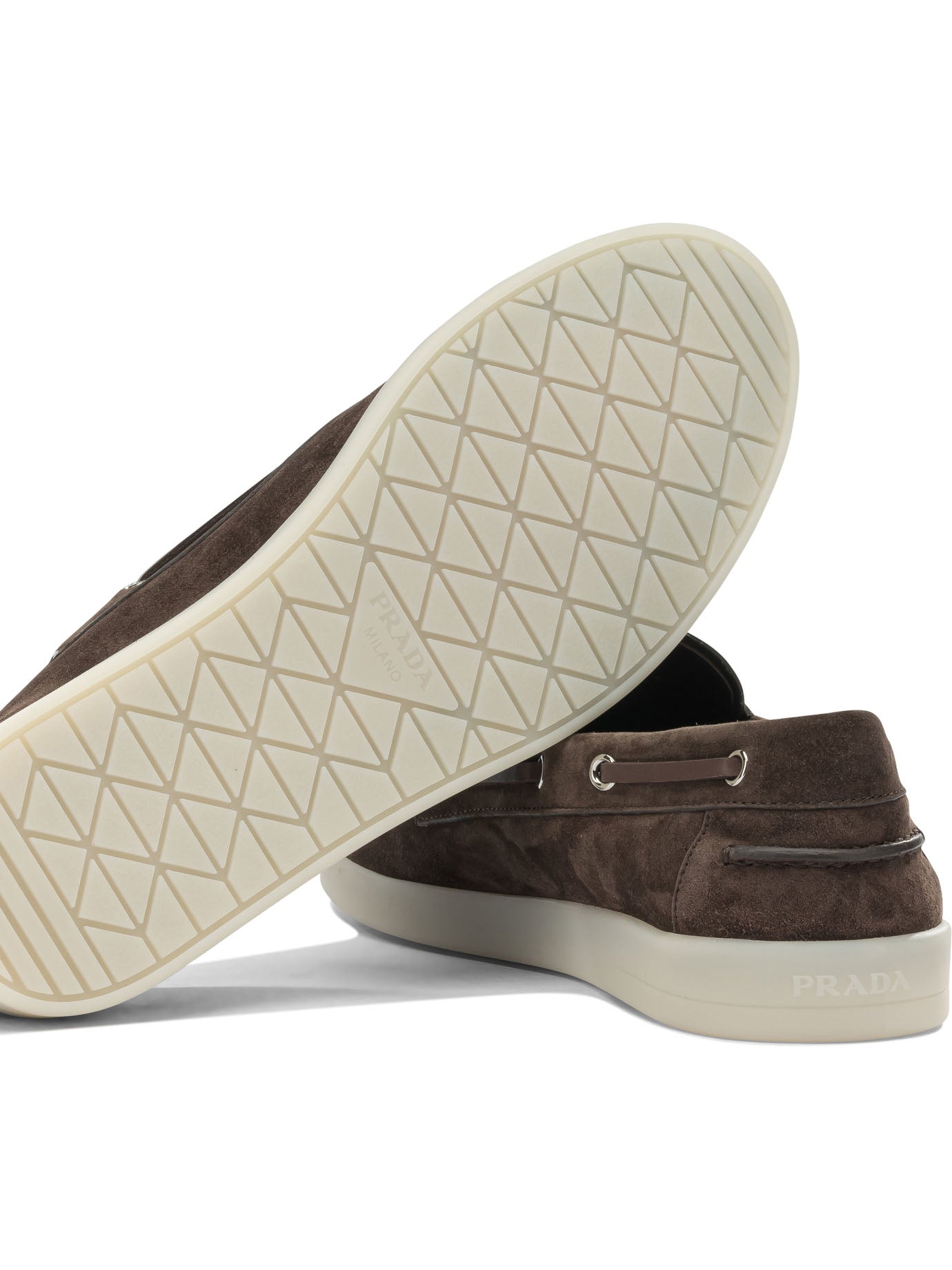 Prada Lace Up Loafers In Leather