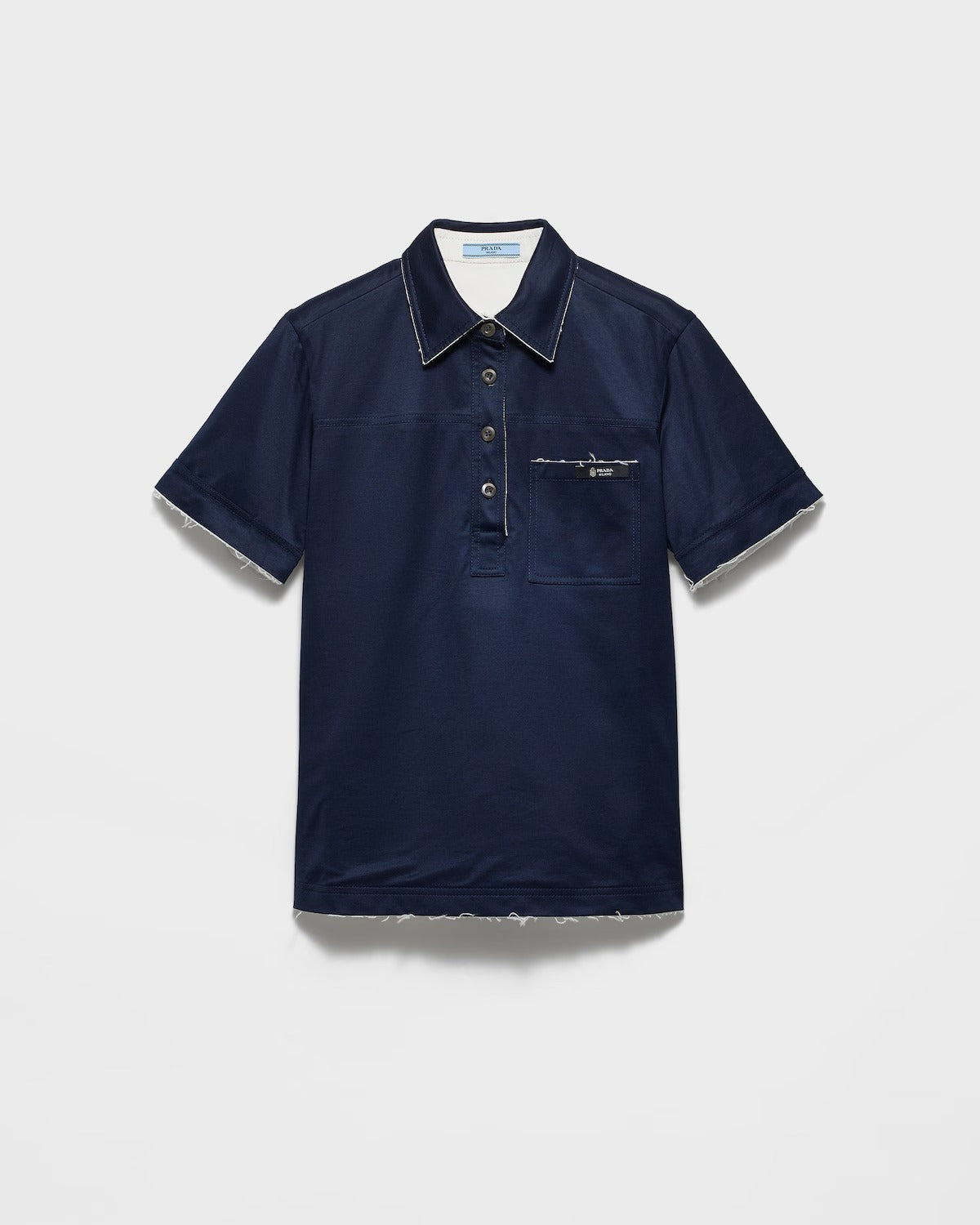 Prada Short Sleeves Polo Shirt In Scottish Thread