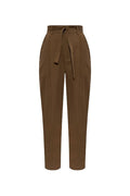 Saint Laurent High Waisted Belted Pants In Cotton