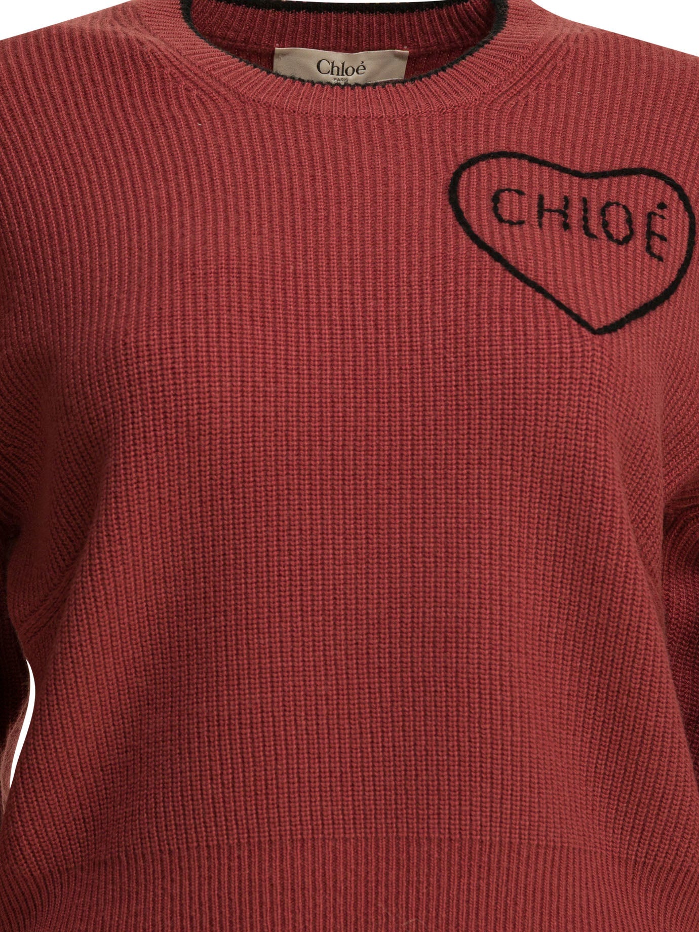 Chloé Wool And Cashmere Crewneck Knitwear With Logo