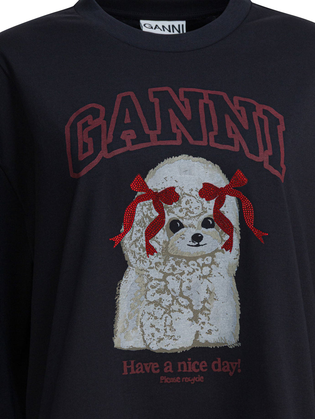 Ganni "poddle" Cotton Crewneck Sweatshirt