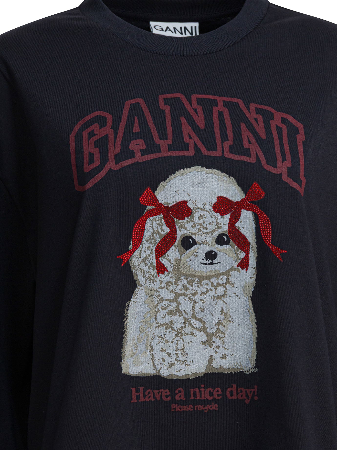 Ganni "poddle" Cotton Crewneck Sweatshirt