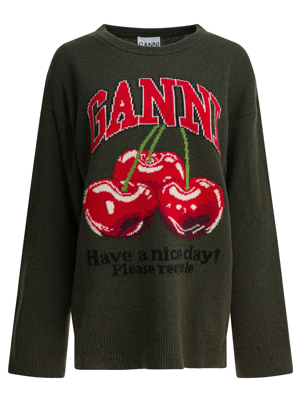 Ganni Wool-blend Crew-neck Sweater