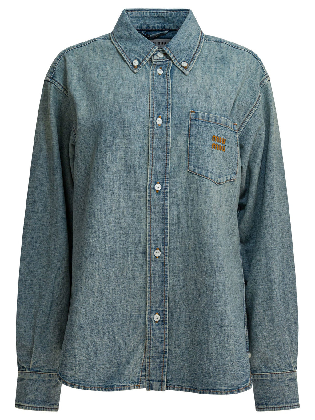 Miu Miu Denim Shirt With Logo