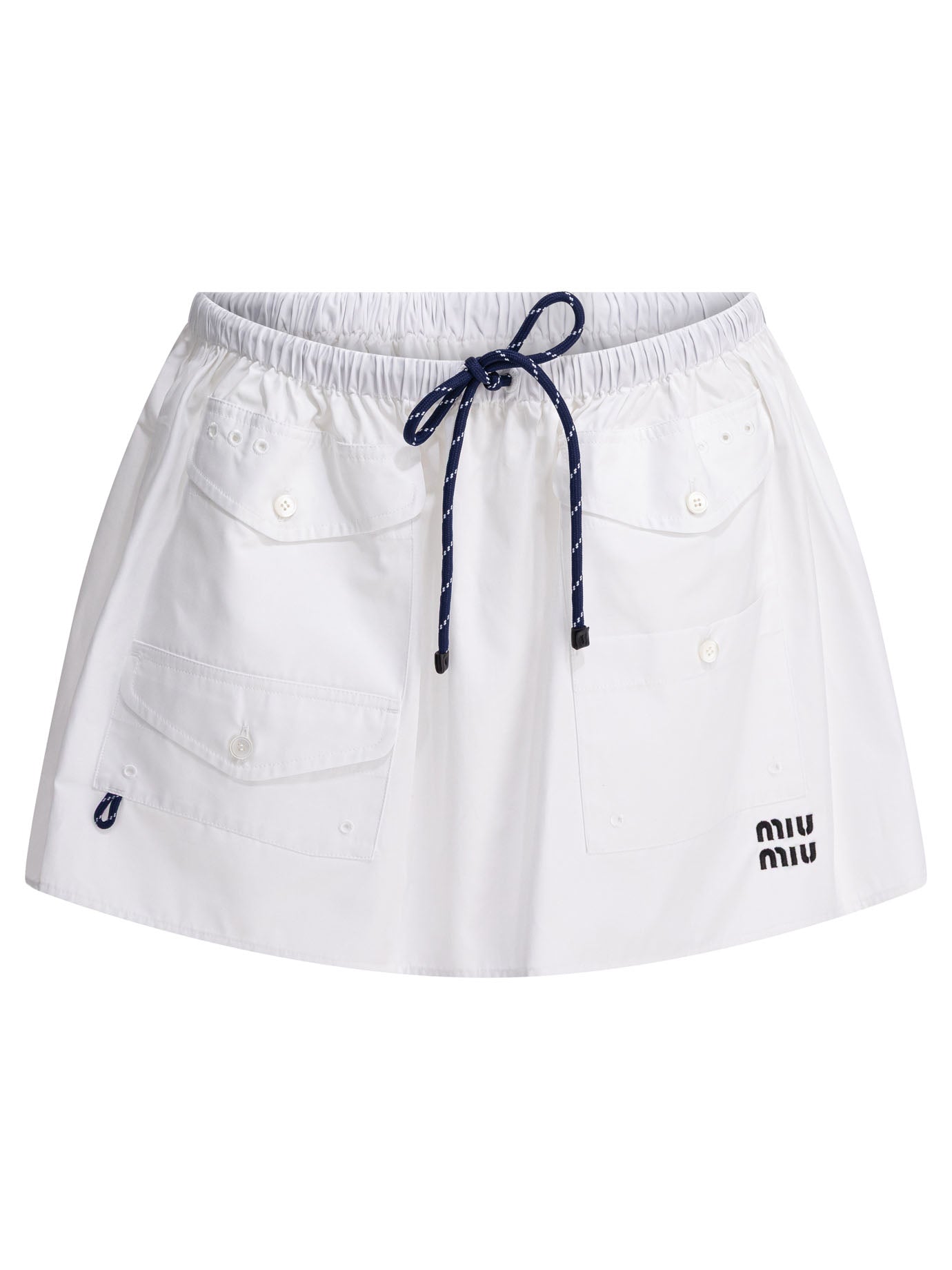 Miu Miu Poplin Mini Skirt With Logo