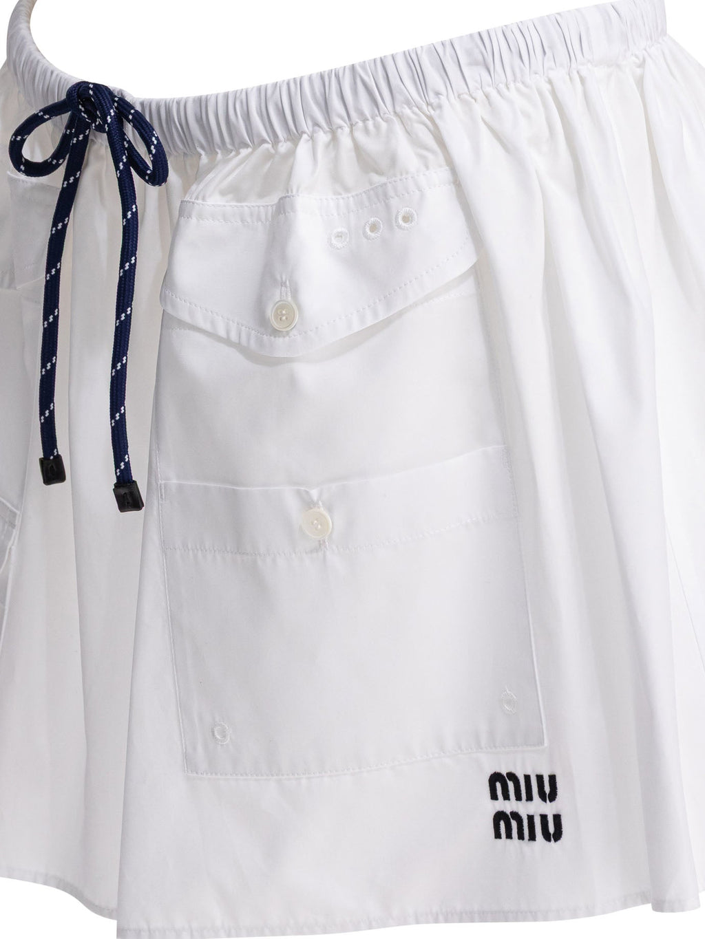 Miu Miu Poplin Mini Skirt With Logo