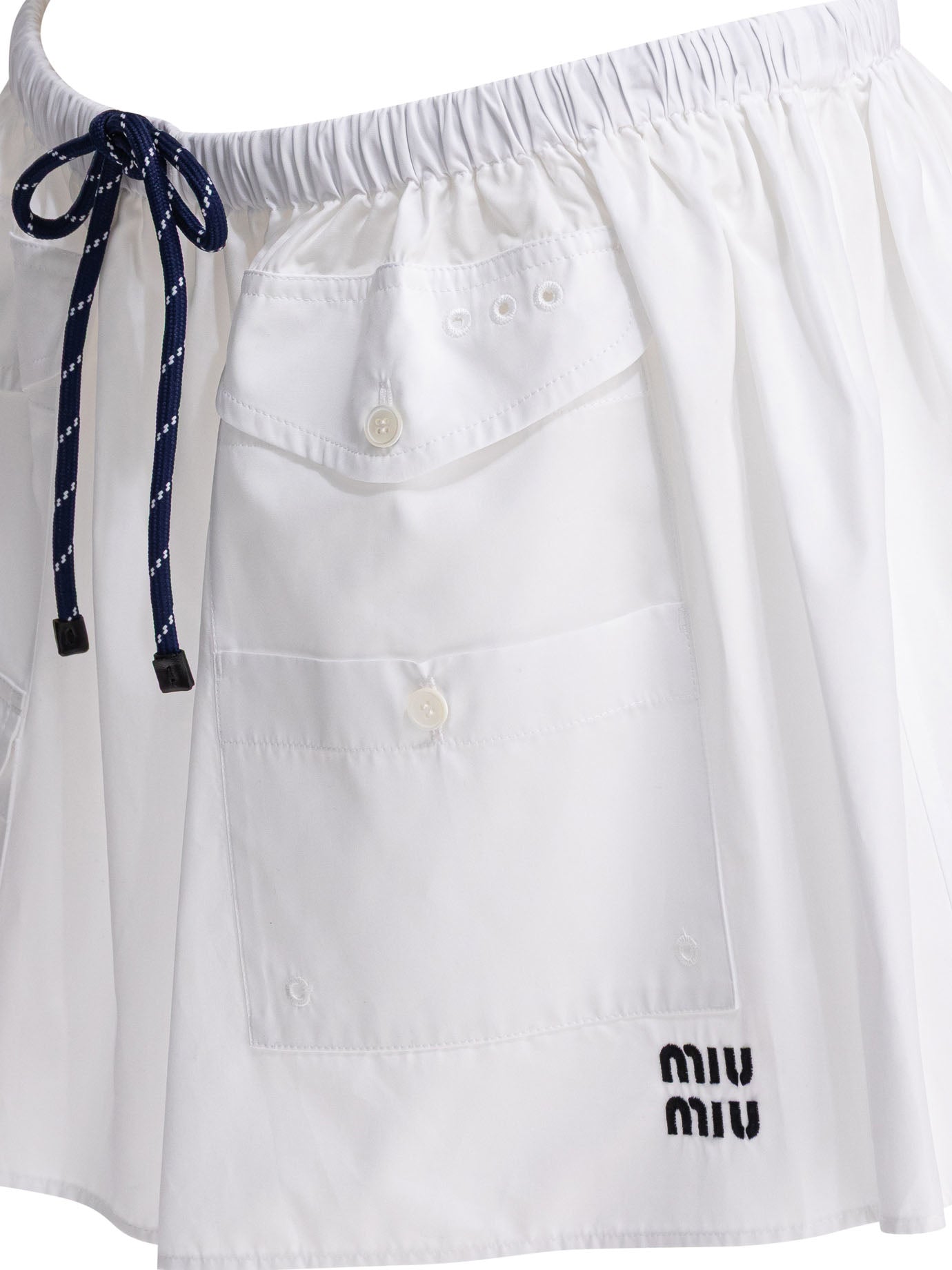Miu Miu Poplin Mini Skirt With Logo