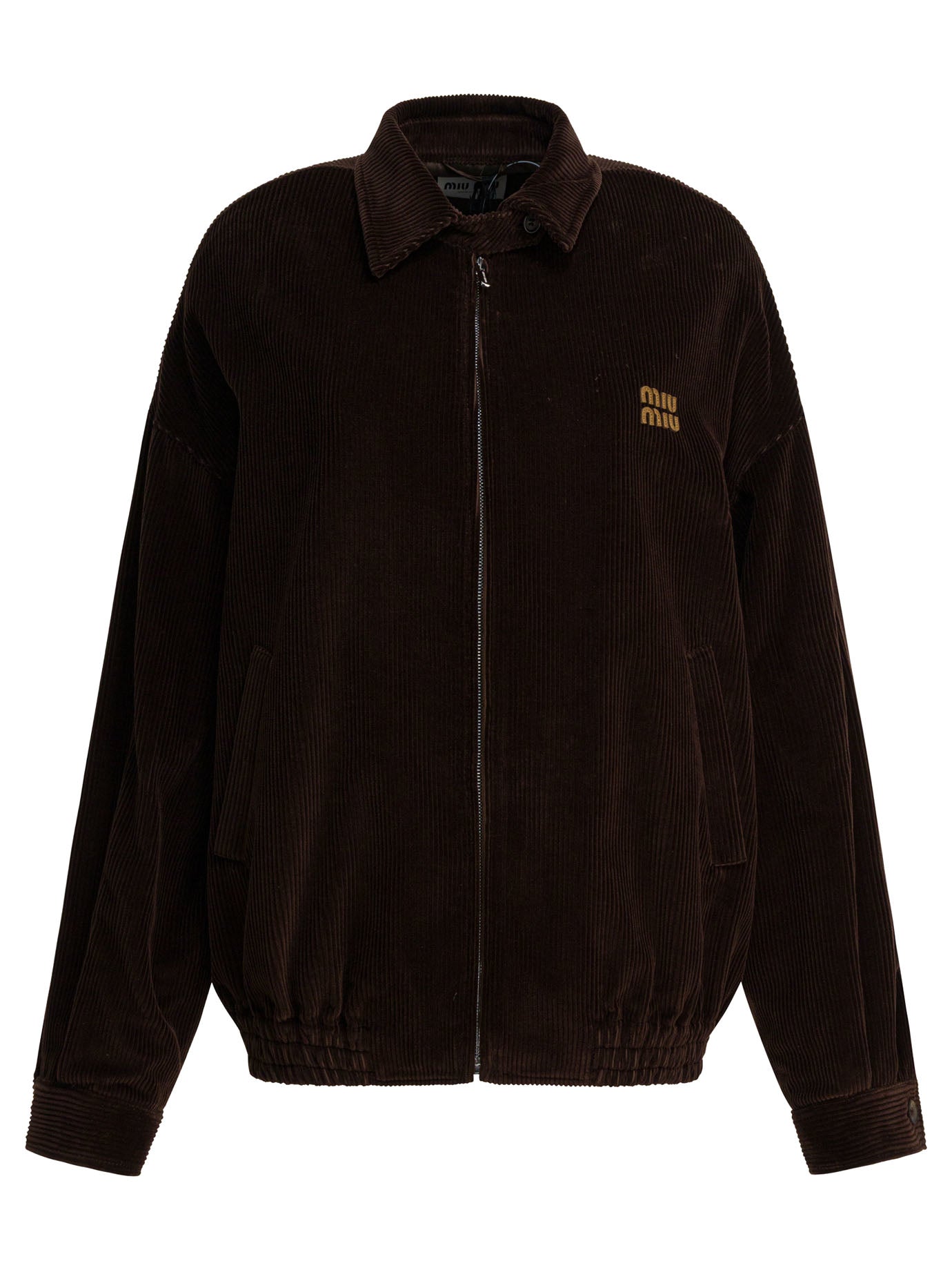 Miu Miu Corduroy Logo Bomber Jacket